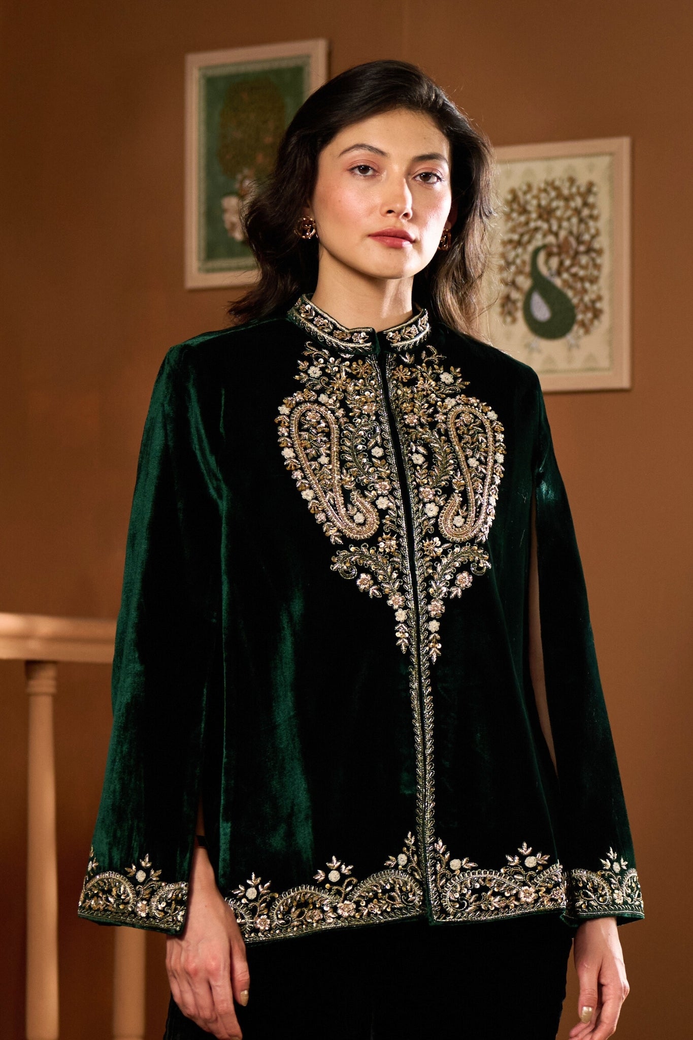 Taroob Velvet  Embroidered Zewar Cape