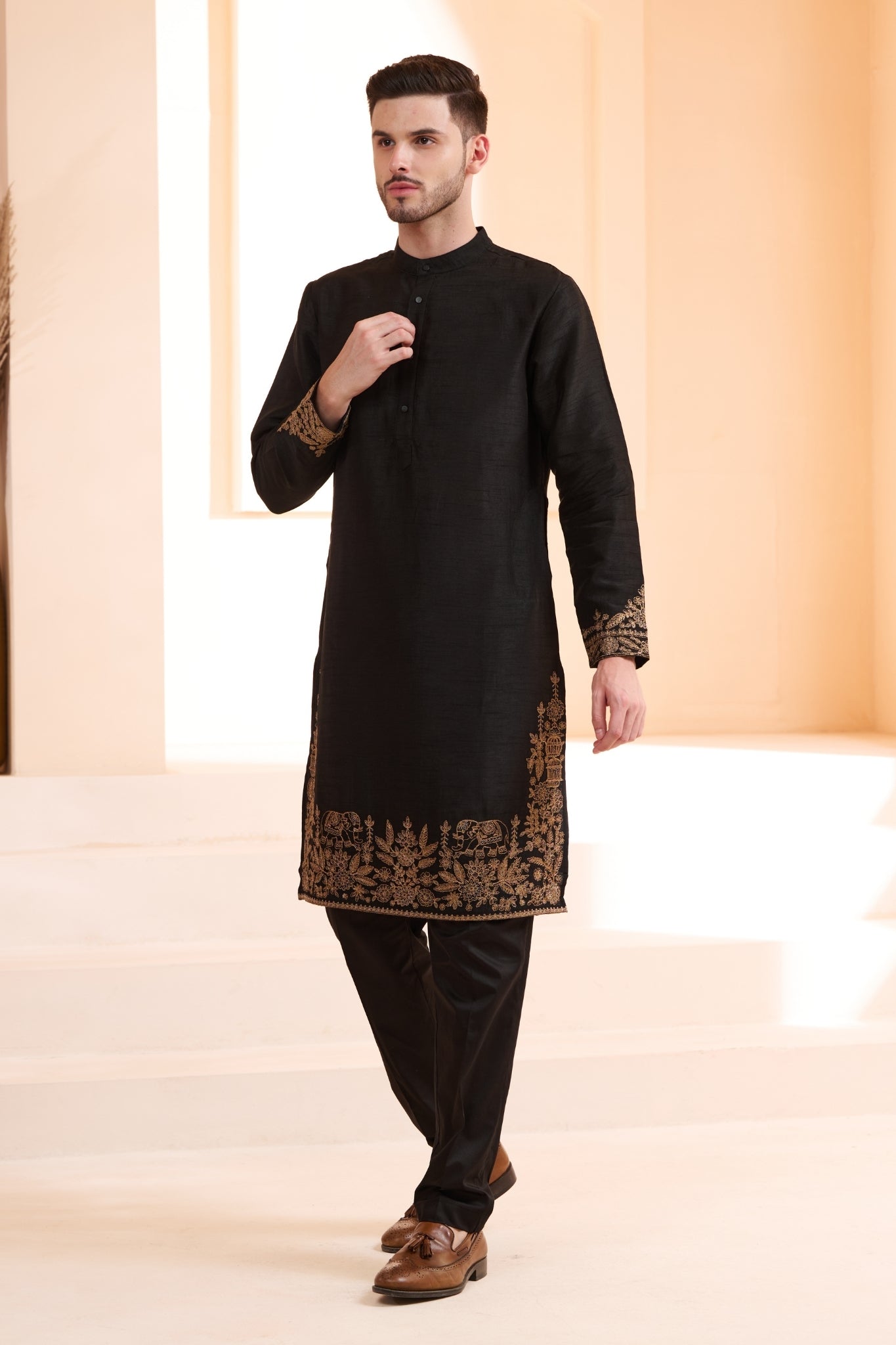 Heritage Embroidered Art Zari Kurta Pajama Set