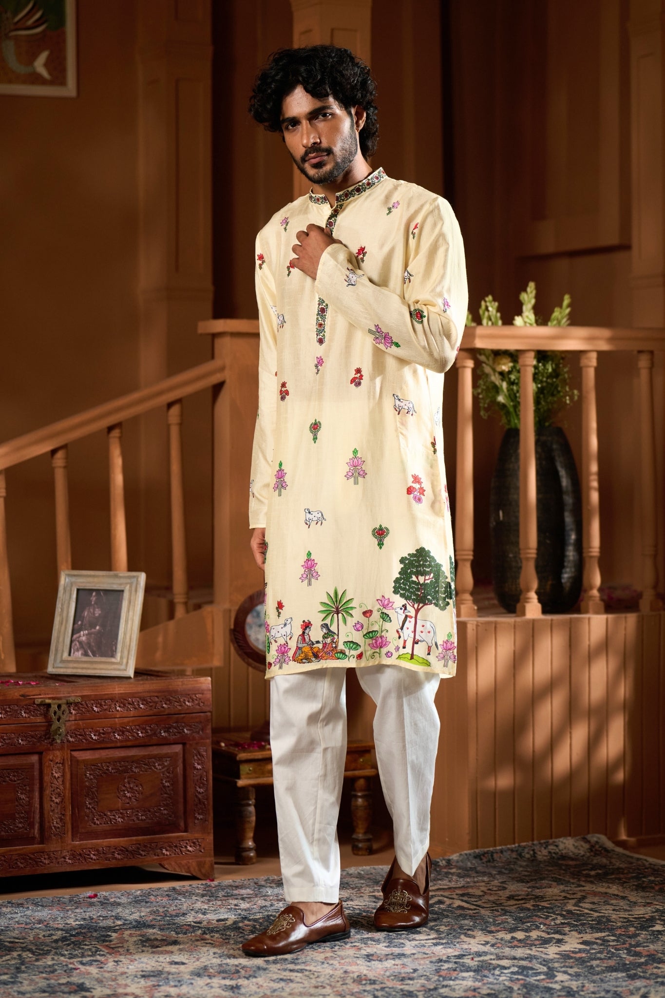 Taroob Shreenath Leela Embroidered Kurta Pajama Set