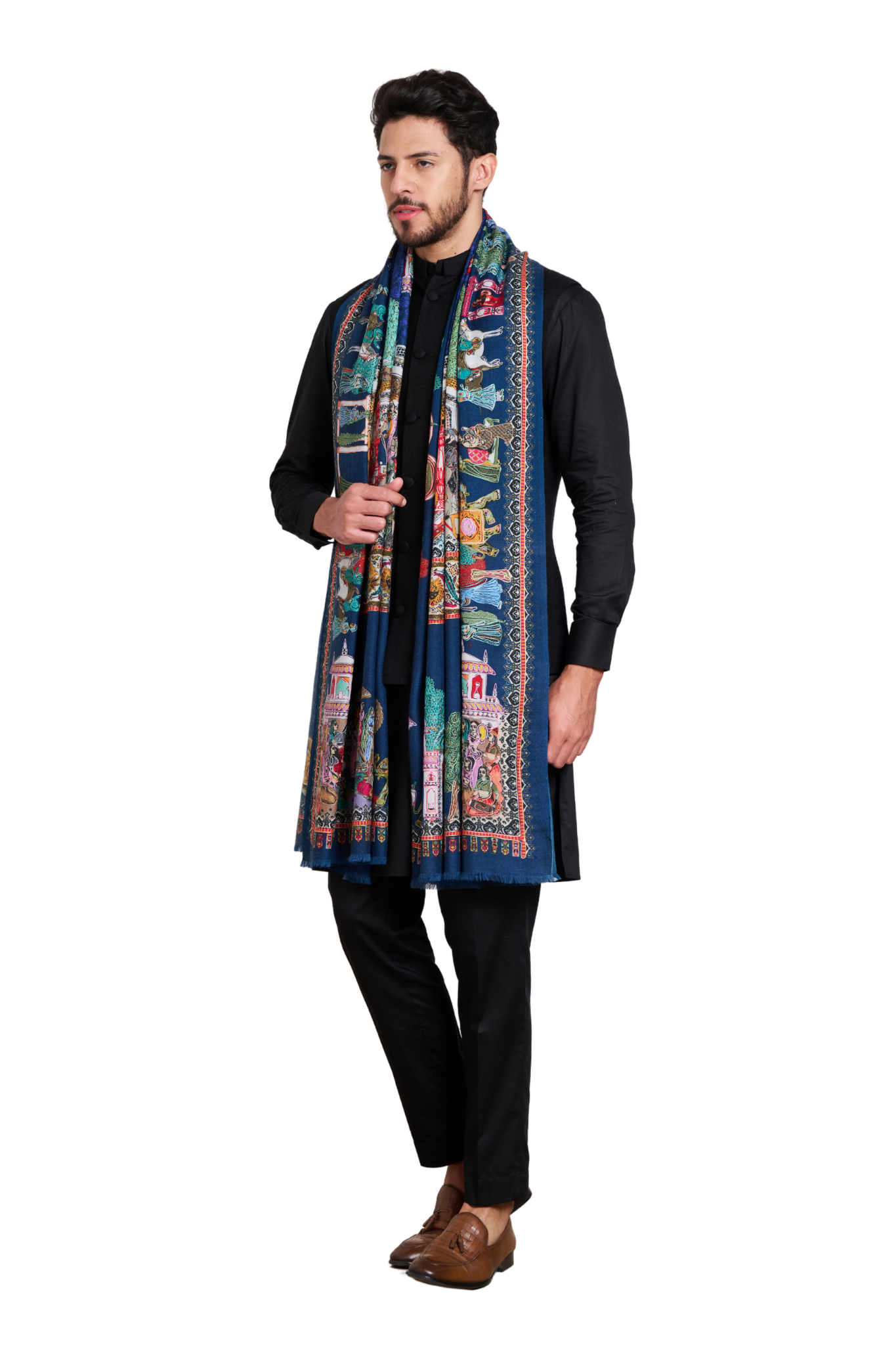 Oriental Men's Kalamkari Wool Dusala