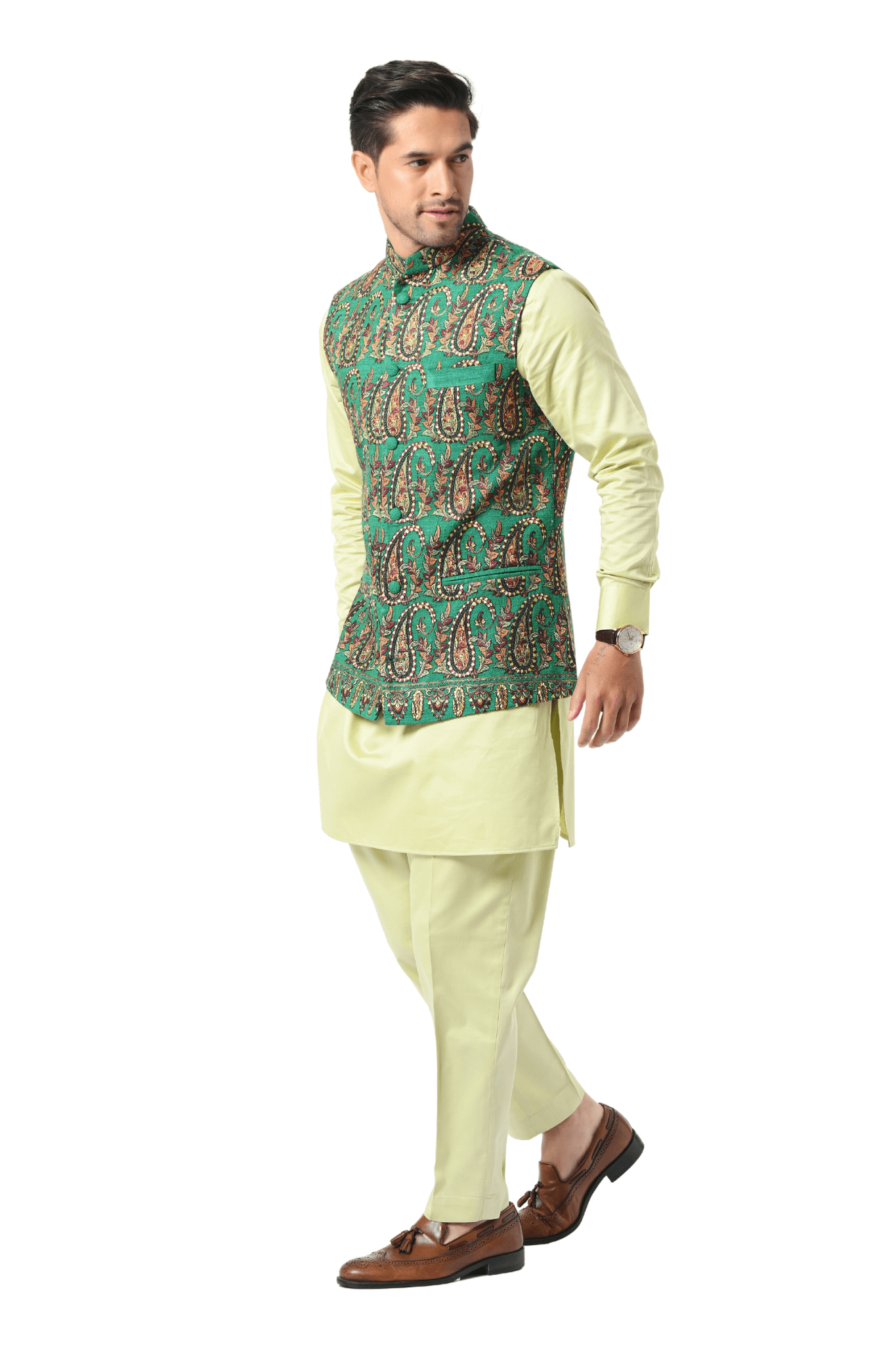 Bright Green Embroidered Men's Modi Jacket