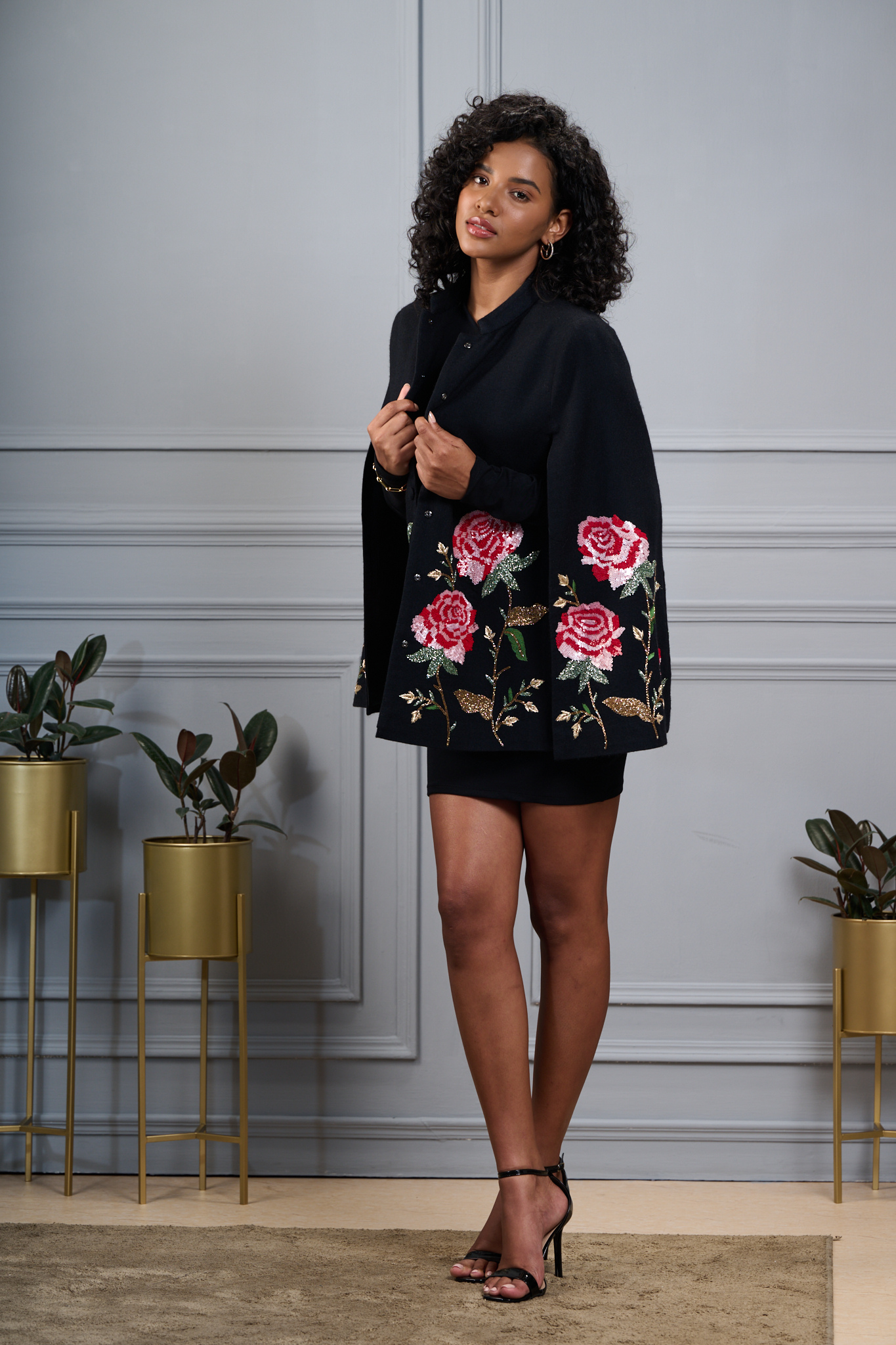 Glorious Roses Embroidered Cape