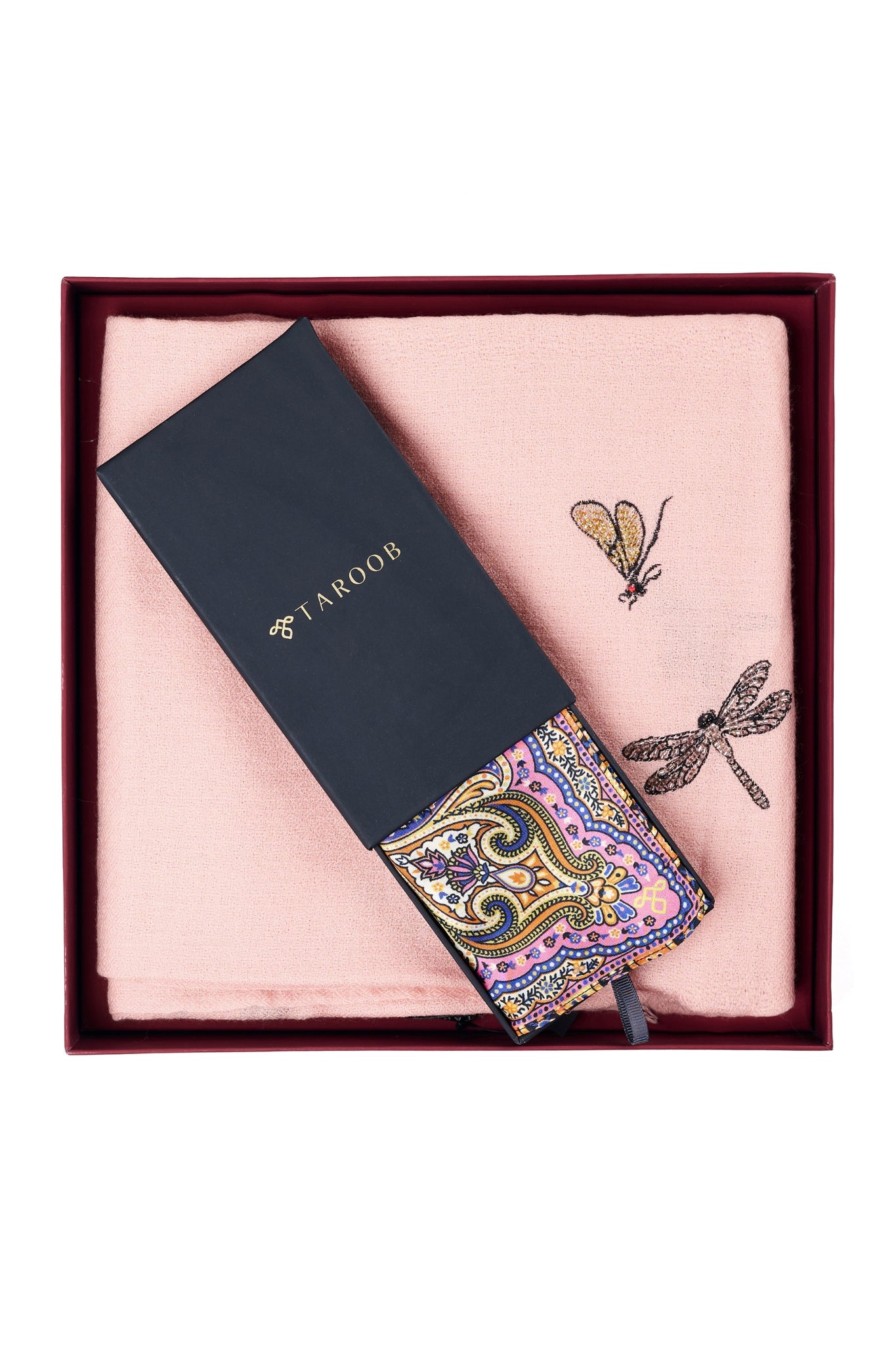 His & Her Gift Set Of Men's Pocket Square & Women's Embroidered Stole