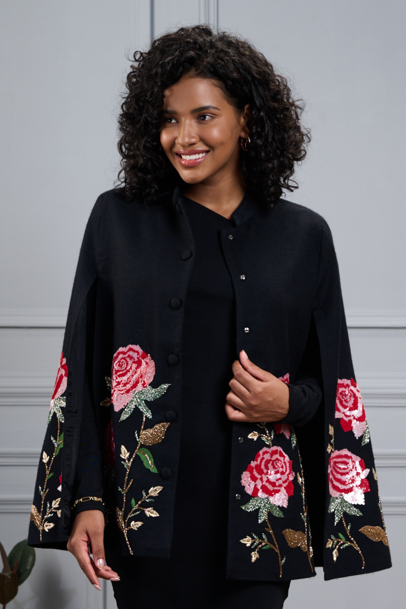 Glorious Roses Embroidered Cape