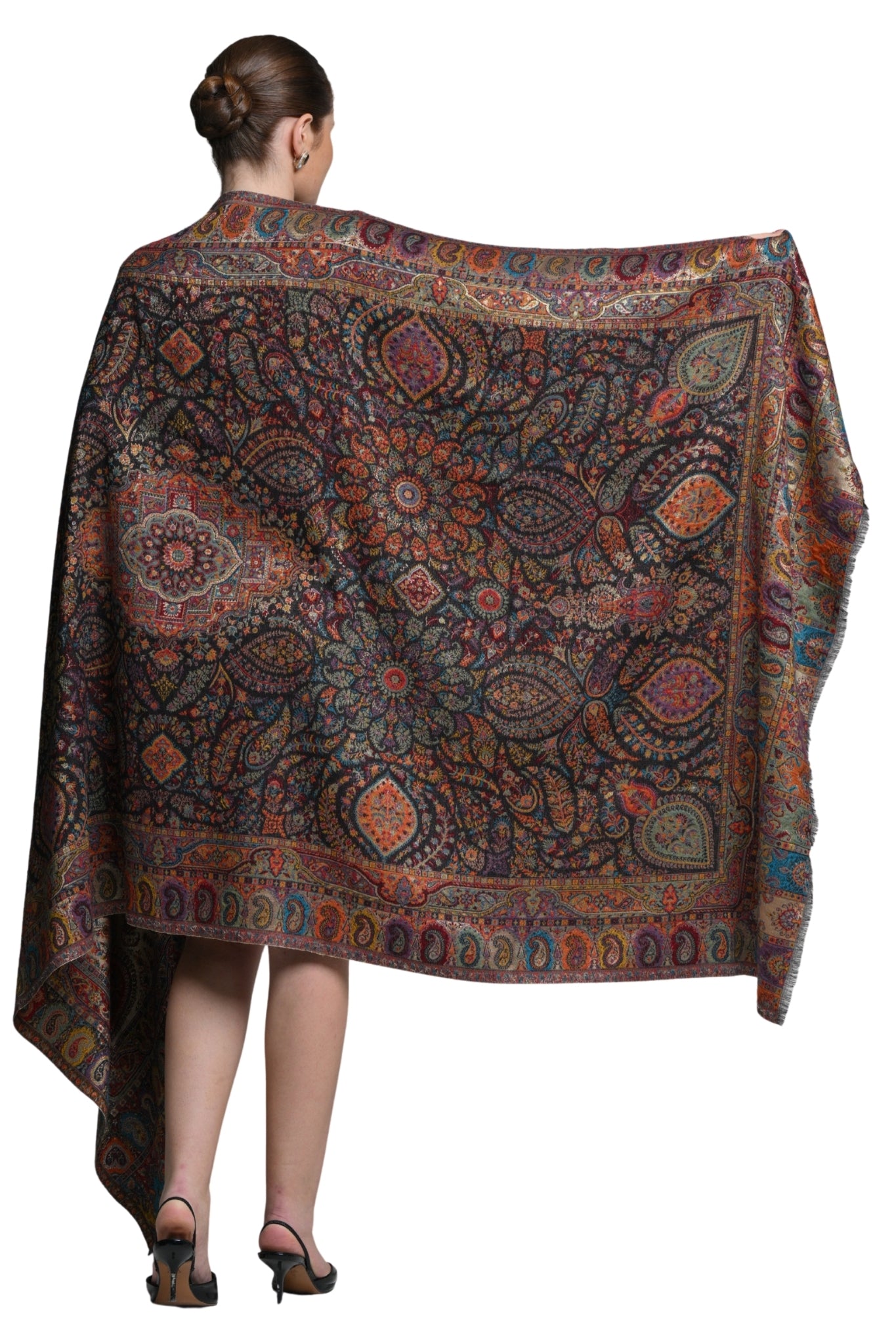 Taroob Regal Kashmiri Resham Reversible Shawl