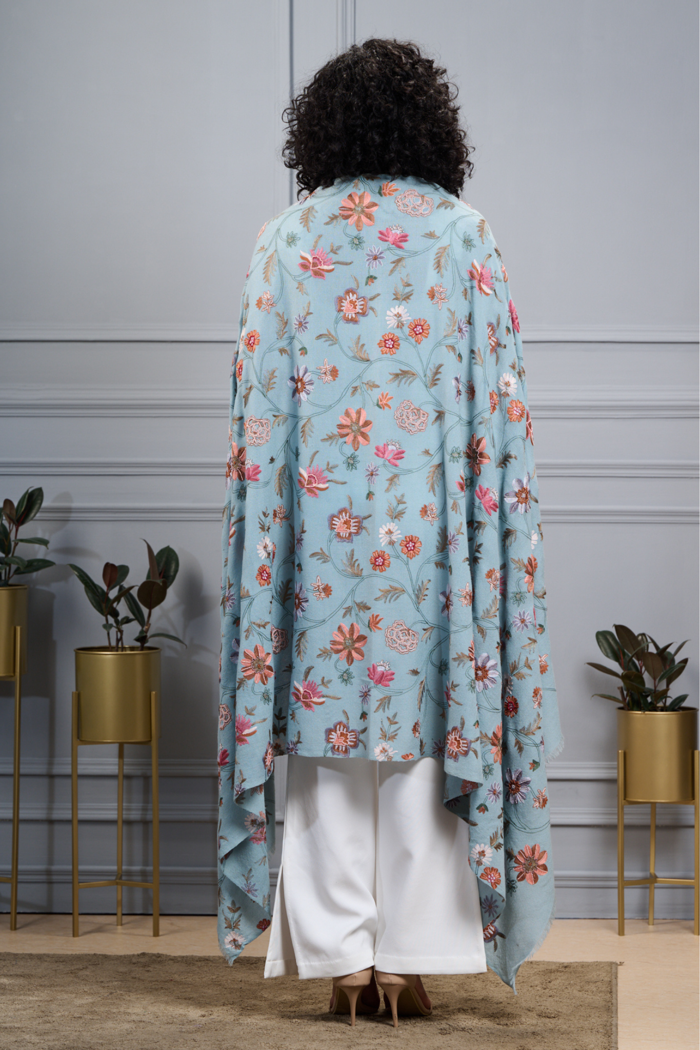 Blooming Floral Embroidered Shawl