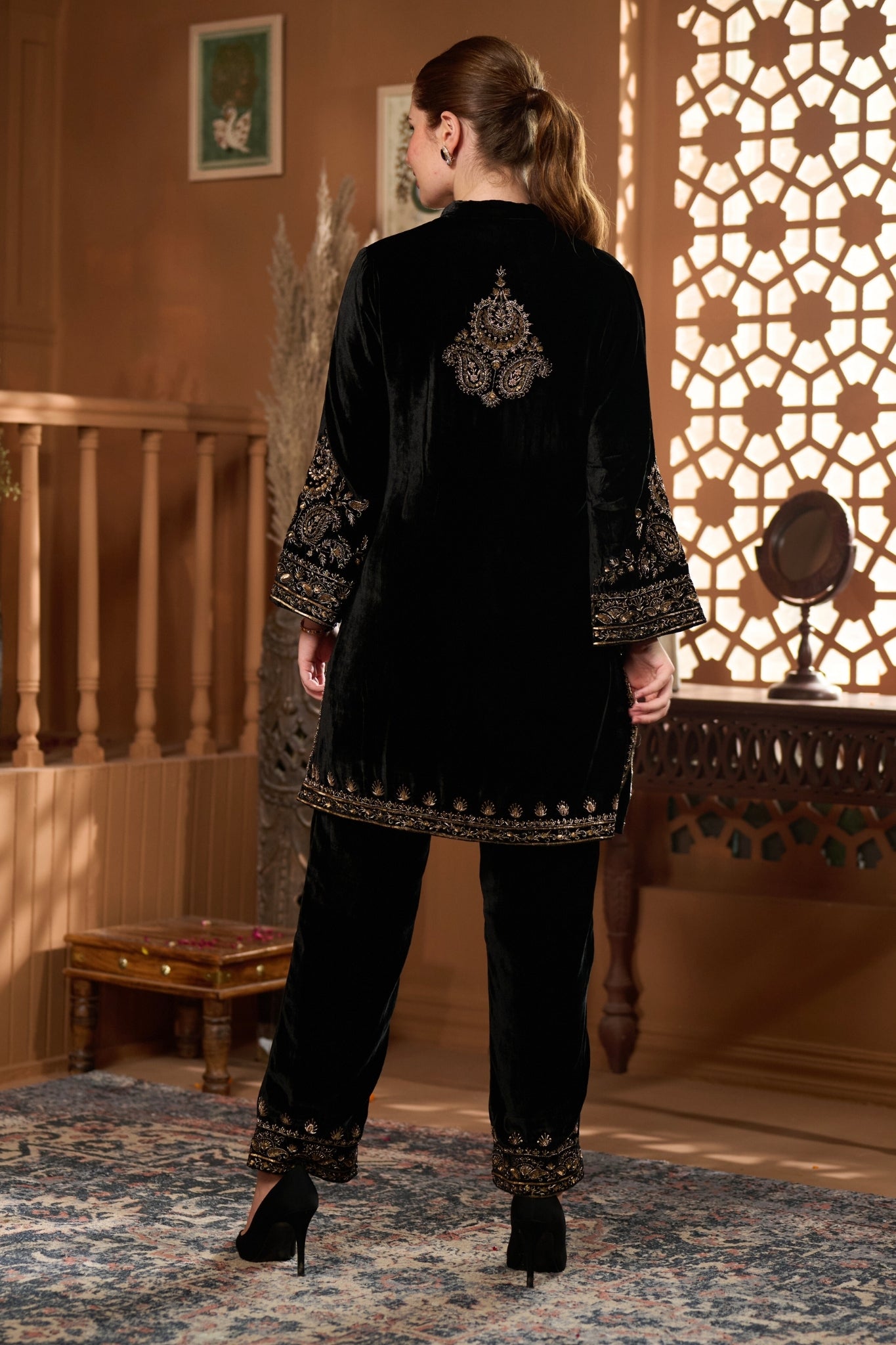 Taroob Velvet Chand Bagh Hand Embellished Kurta Set