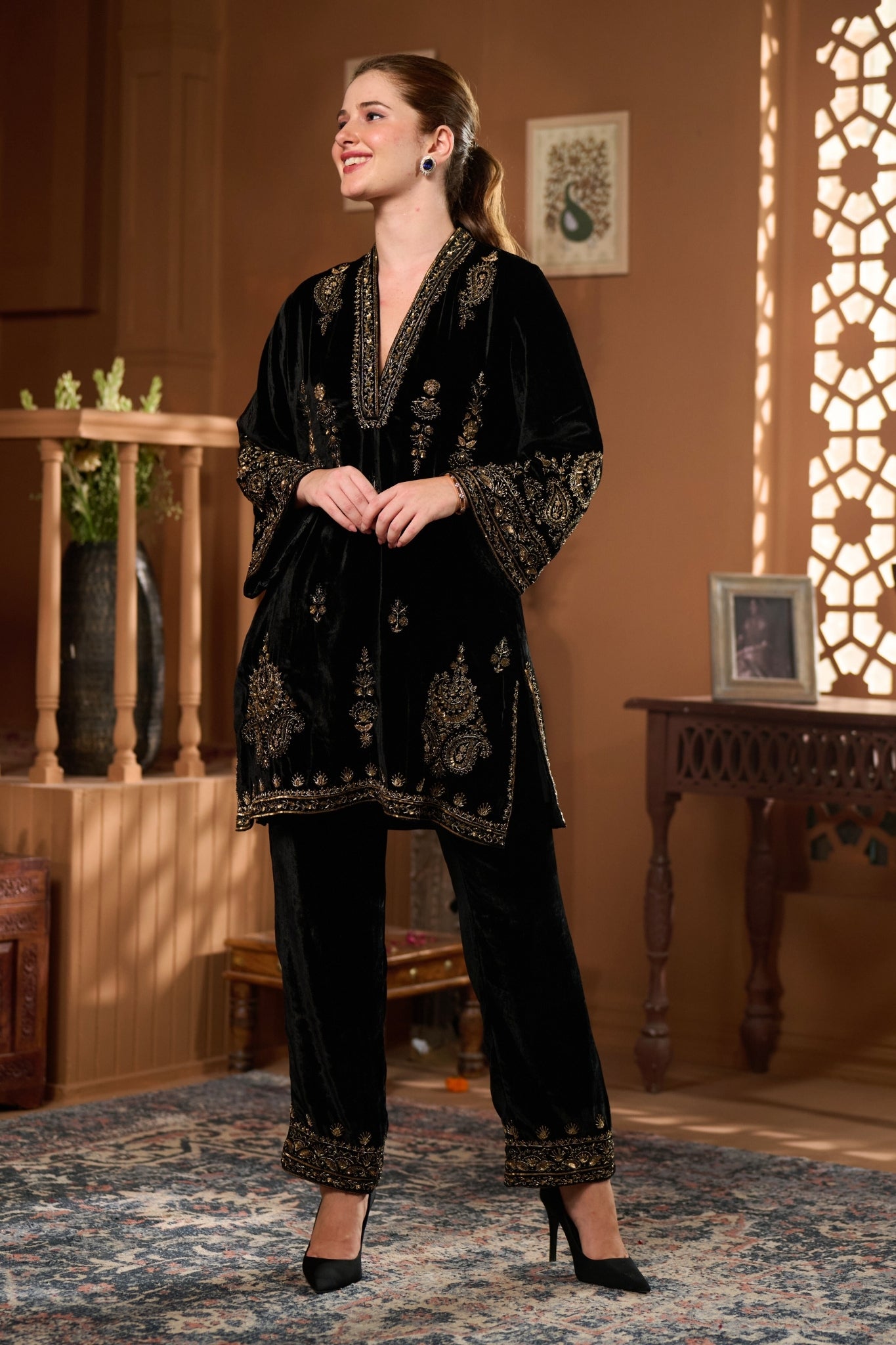 Taroob Velvet Chand Bagh Hand Embellished Kurta Set