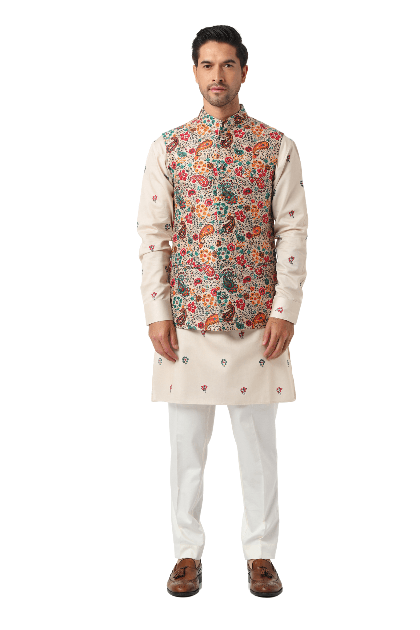 Classic Paisley Kalamkari Silk Nehru Jacket