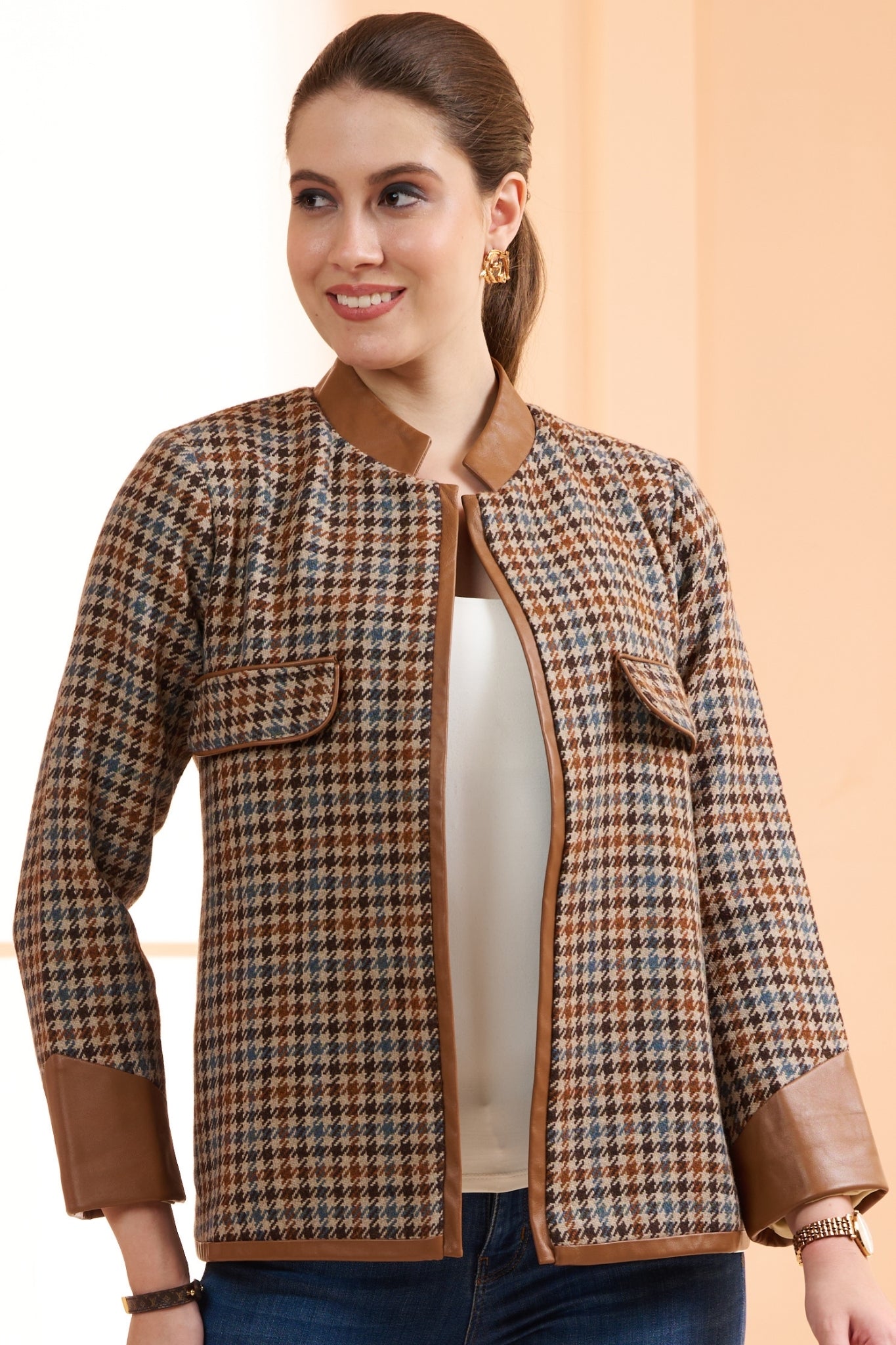 Wool Plaid Women Jacket