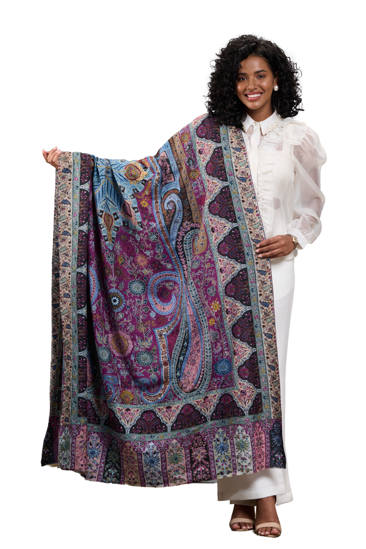 Gift Set of  Embroidered Kalamkari Shawl for Her