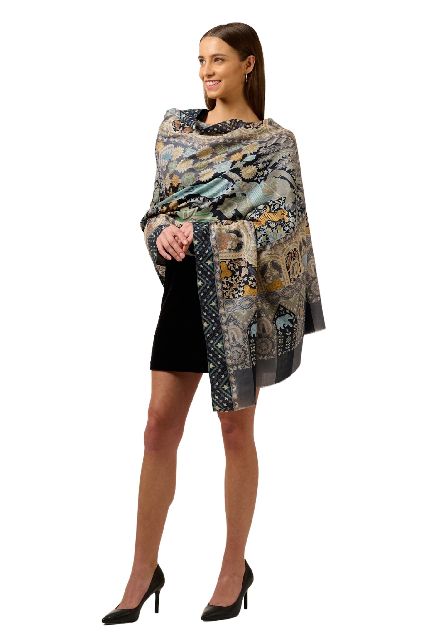 Taroob Royal Raj-Darbar Soft Wool Kalamkari Shawl