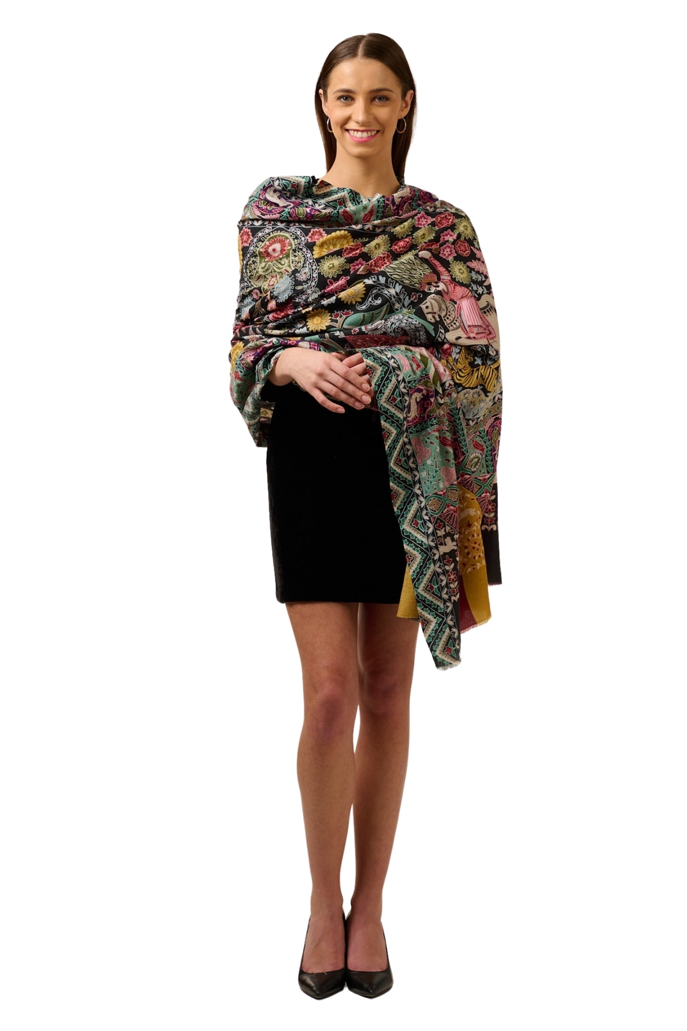 Taroob Royal Raj-Darbar Soft Wool Kalamkari Shawl