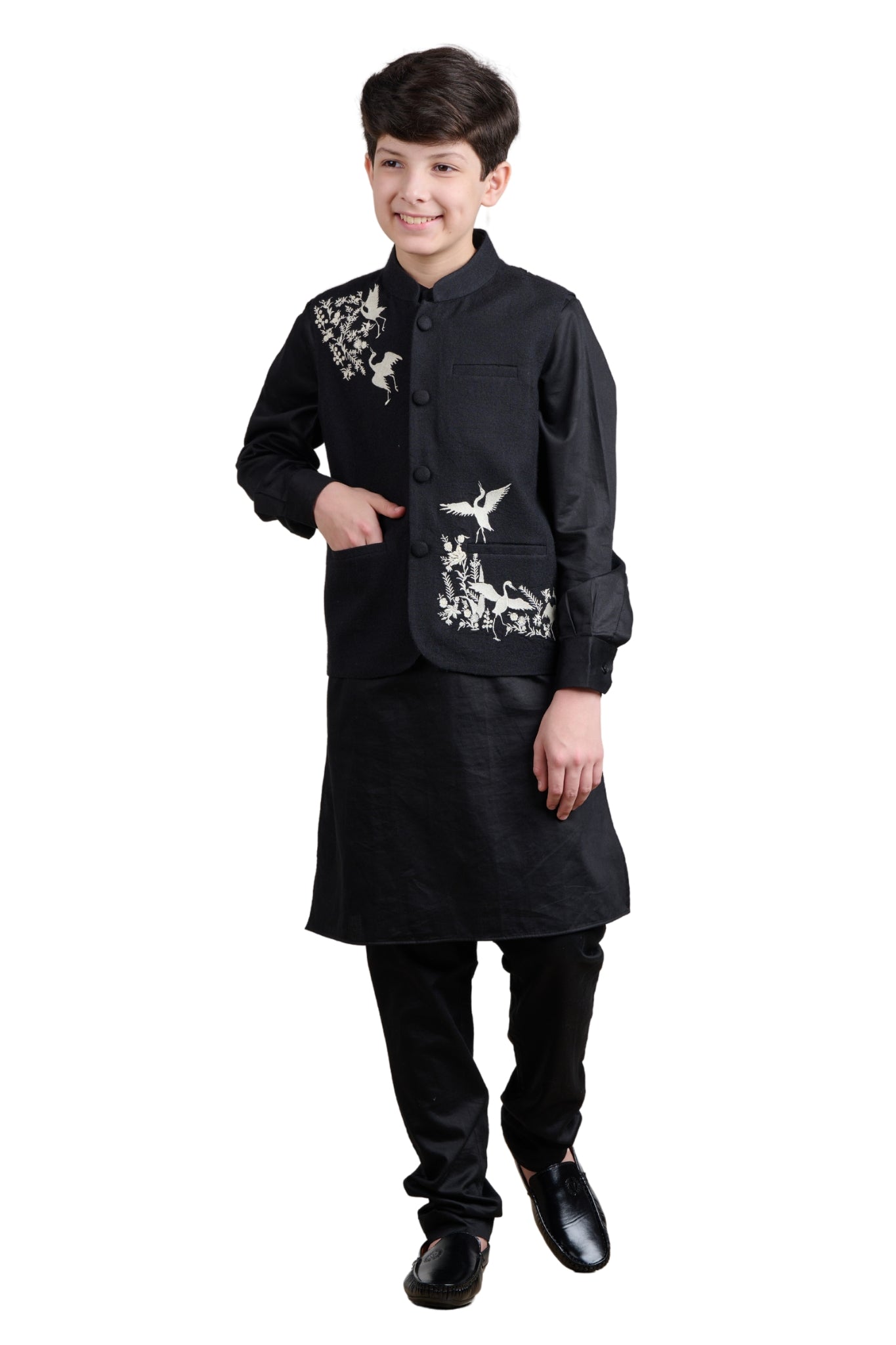 Embroidered Silk Nehru Jacket , Boy's Bandi