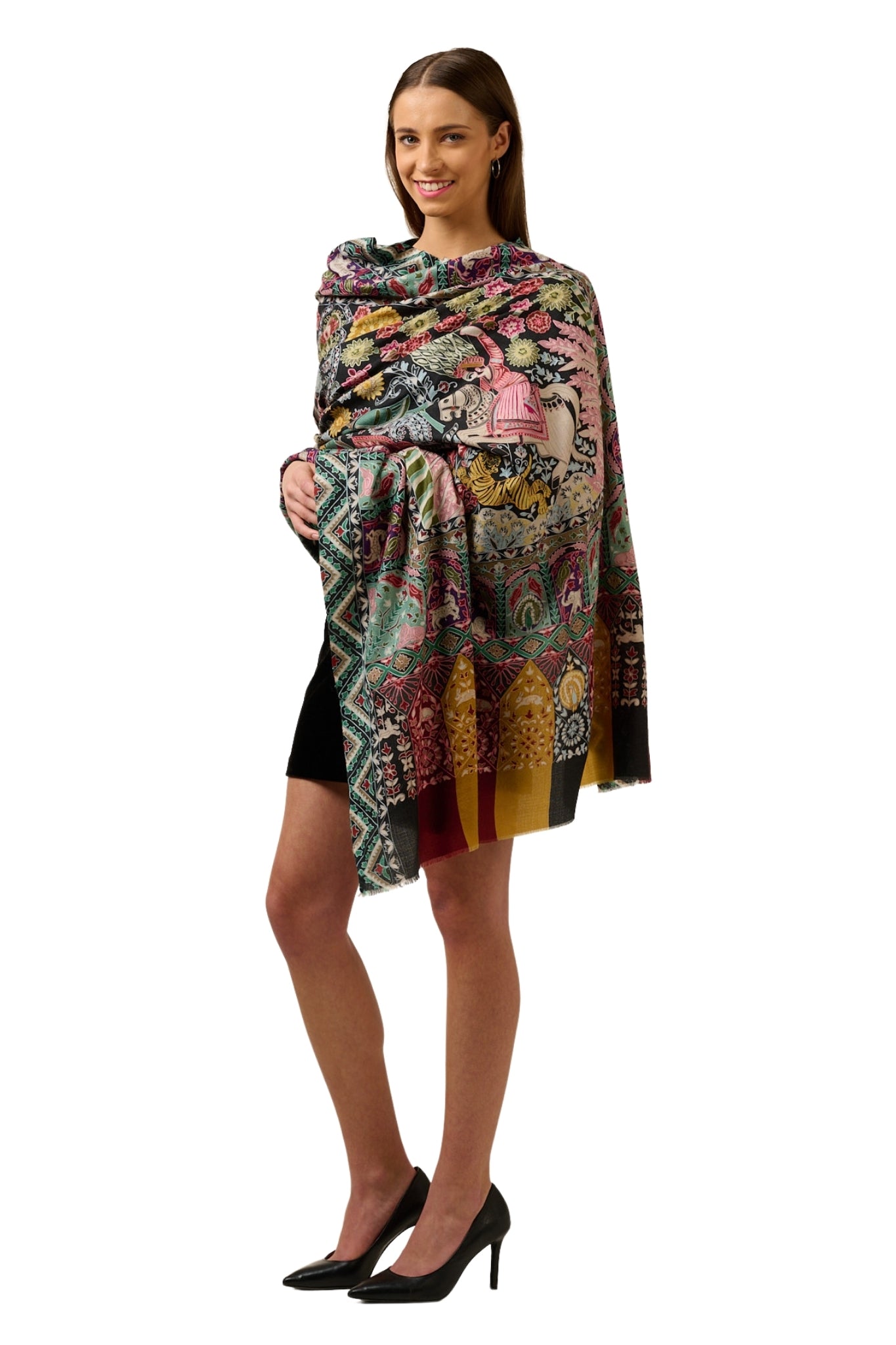 Taroob Royal Raj-Darbar Soft Wool Kalamkari Shawl
