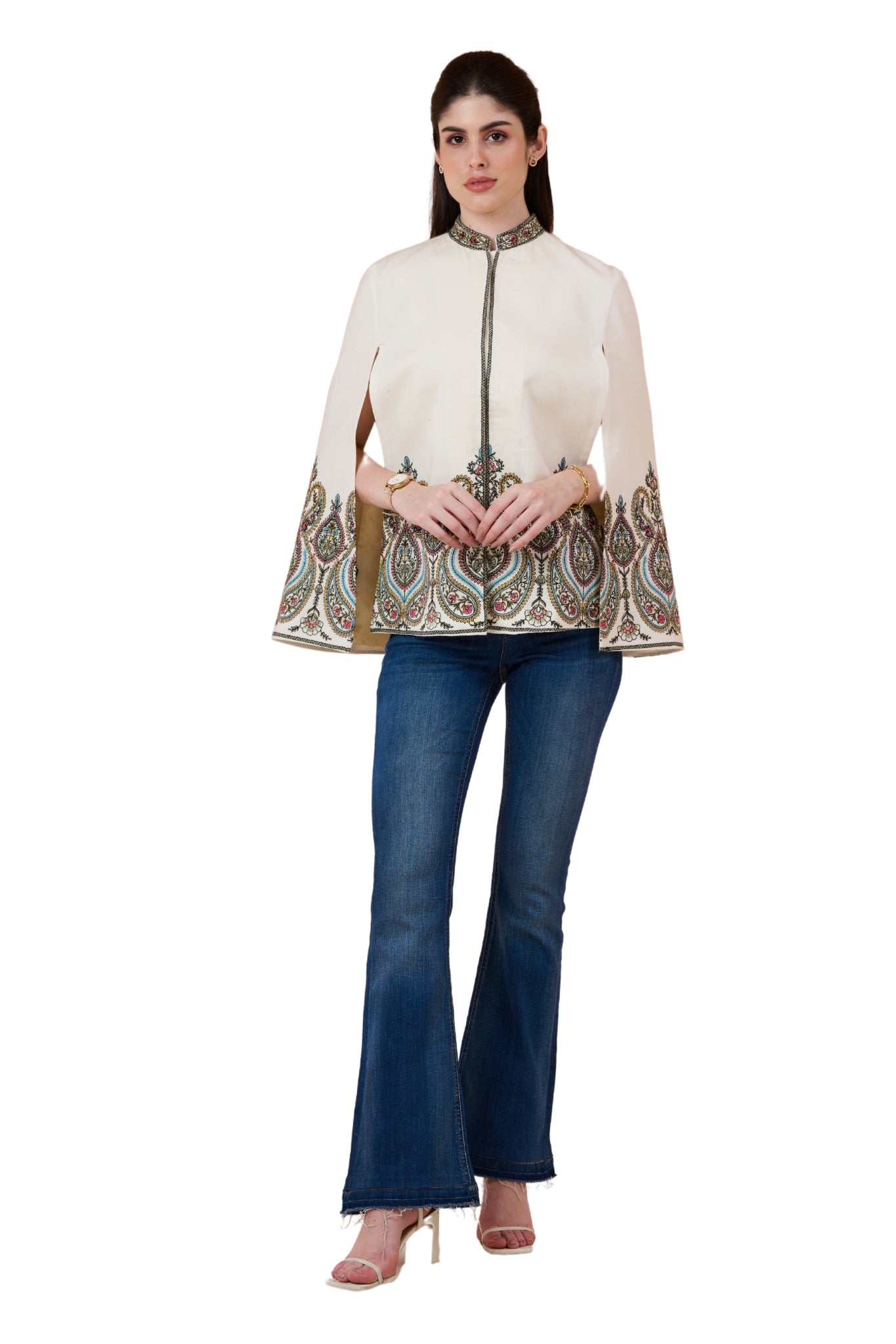 Intricate Sozni Border Embroidered Cape