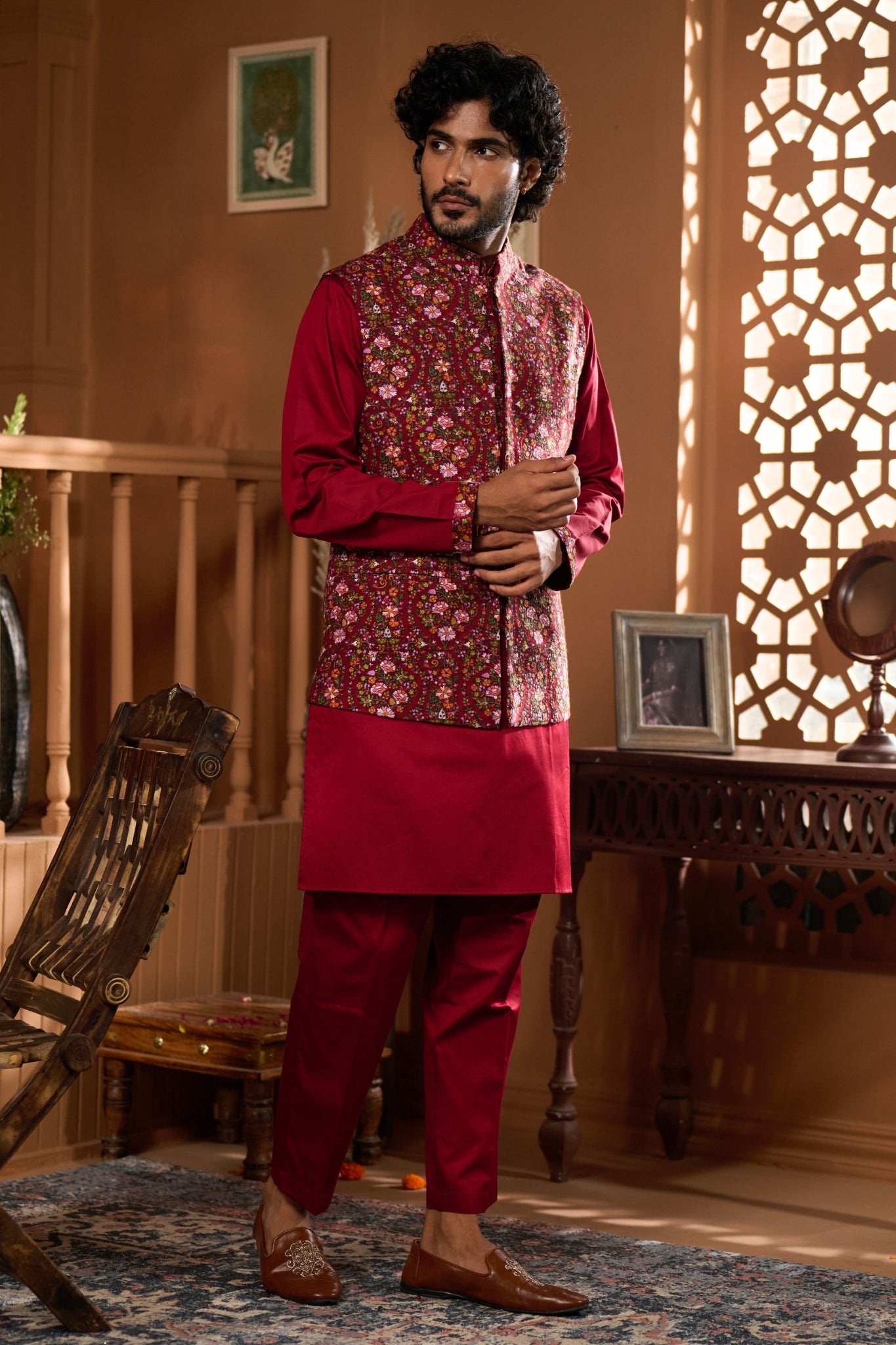Taroob Emboidered Kashmir Gulistan Nehru Jacket