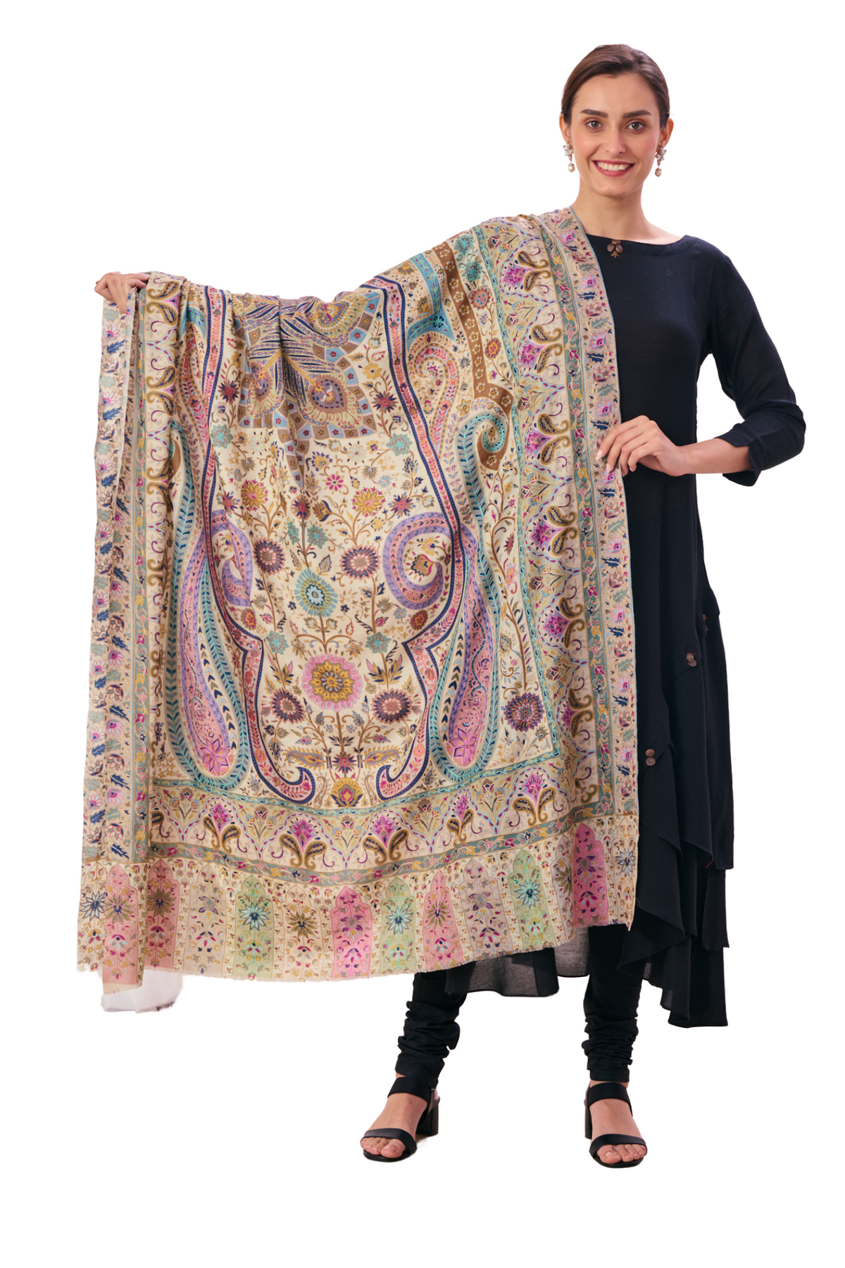 His & Her Gift Set of Kalamkari Shawl for Her  & Zari Stole