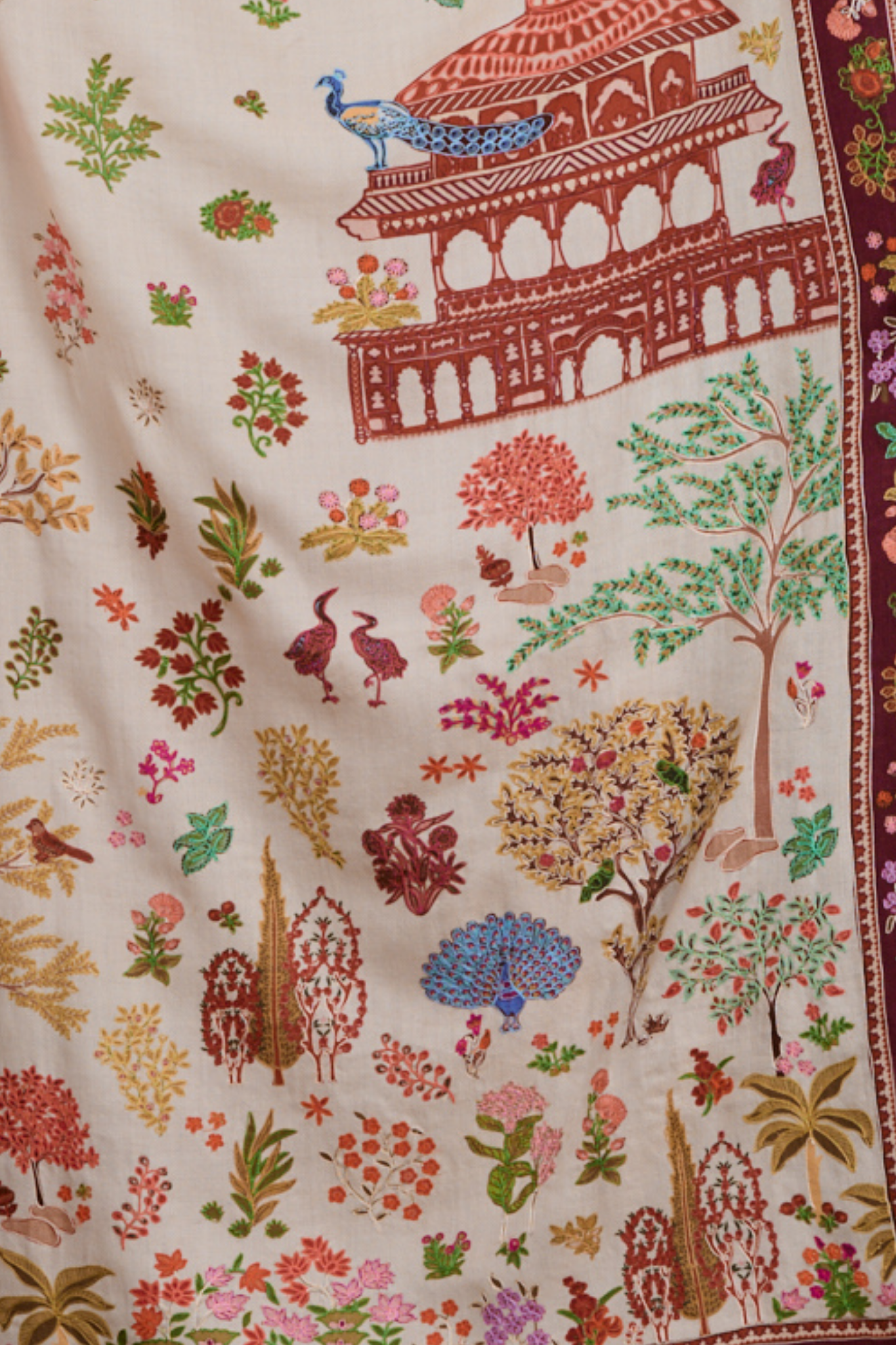 Women's Nizam Embroidered Kalamkari Shawl