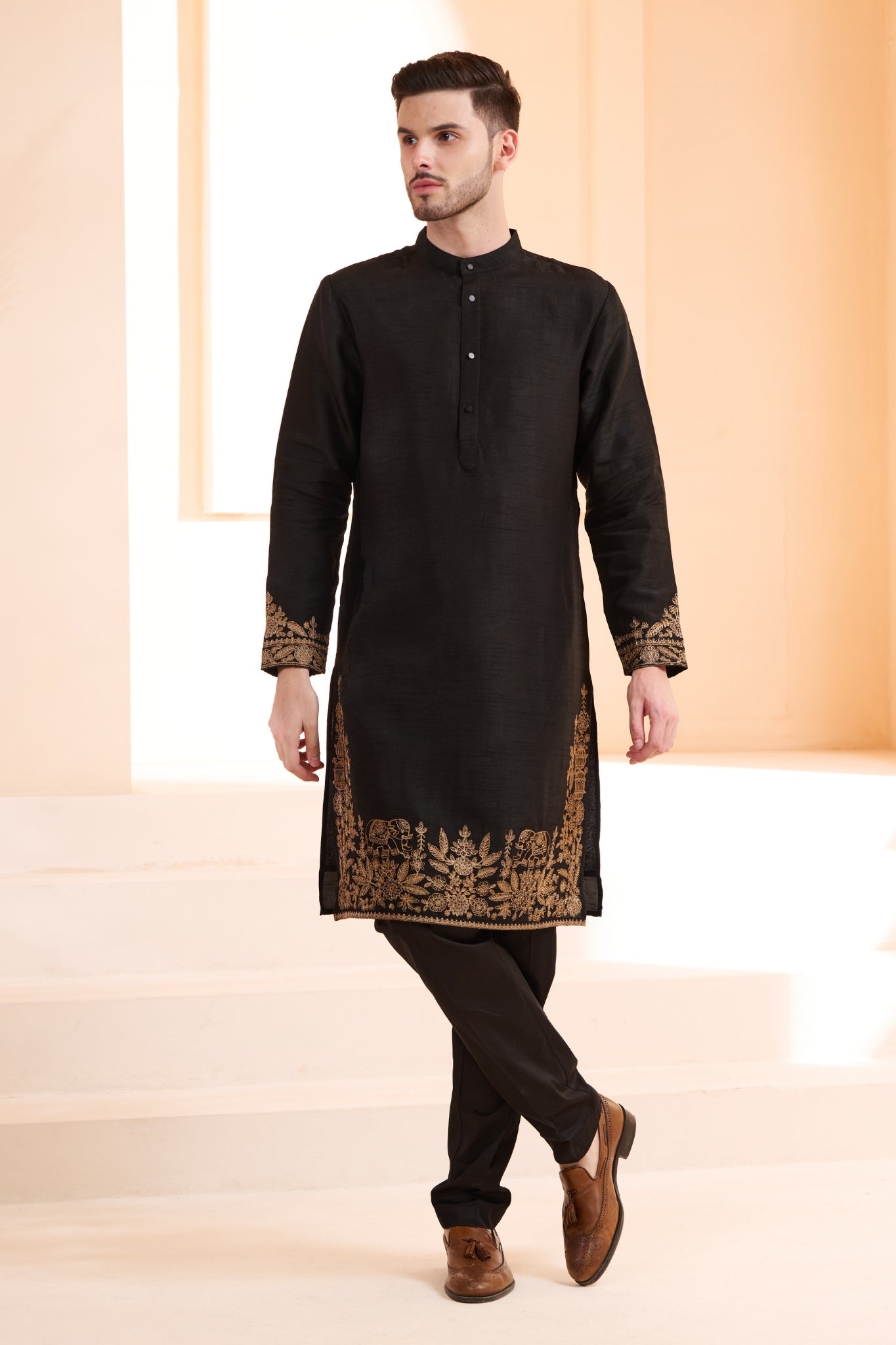 Heritage Embroidered Art Zari Kurta Pajama Set