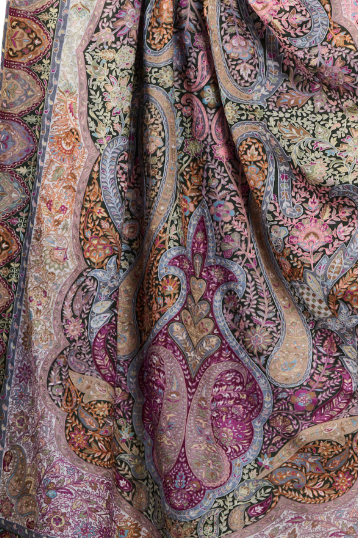 Women's Beautiful Paisley Embroidered Kalamkari Shawl