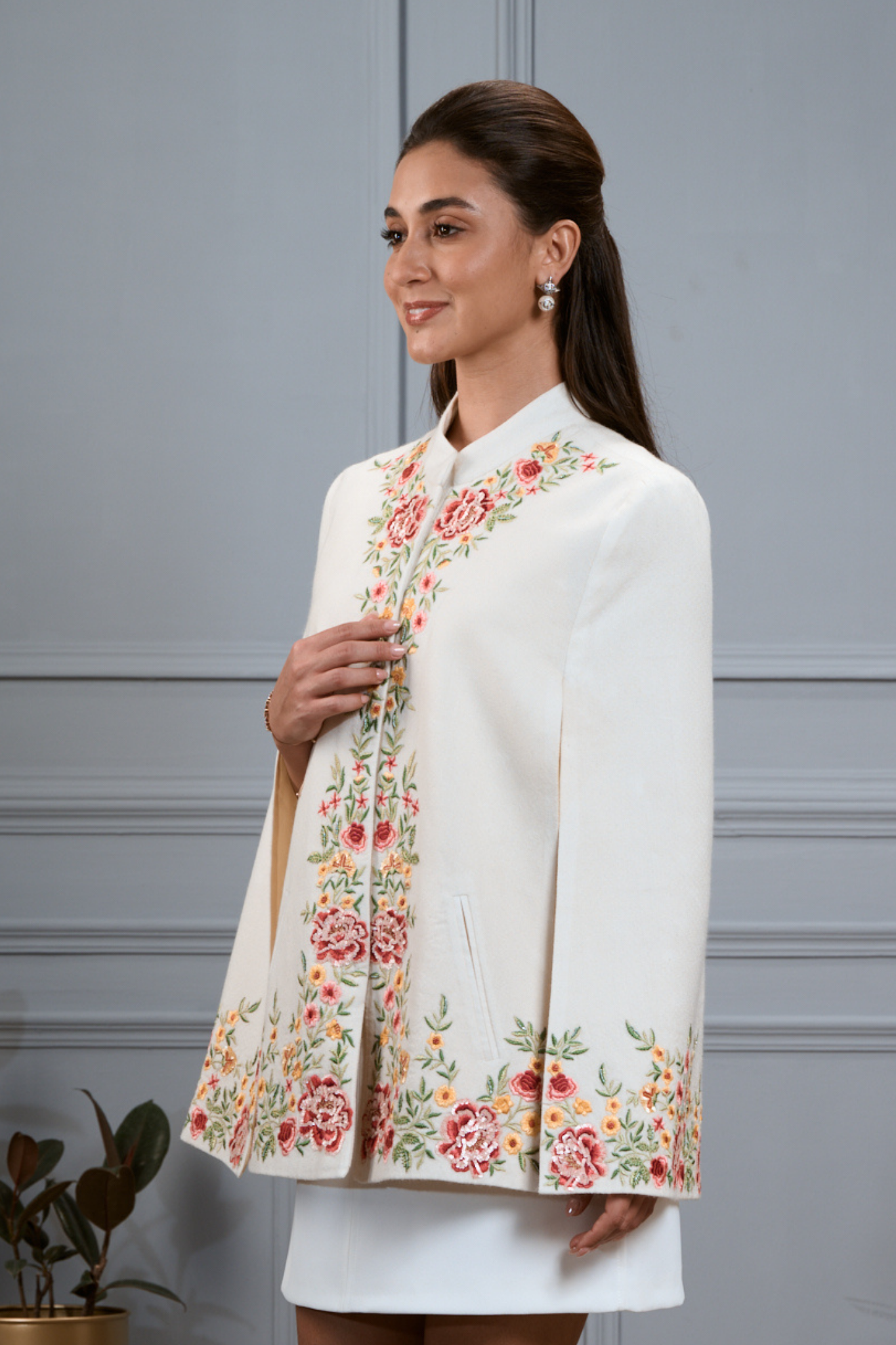 Floral Meadow Embroidered Cape