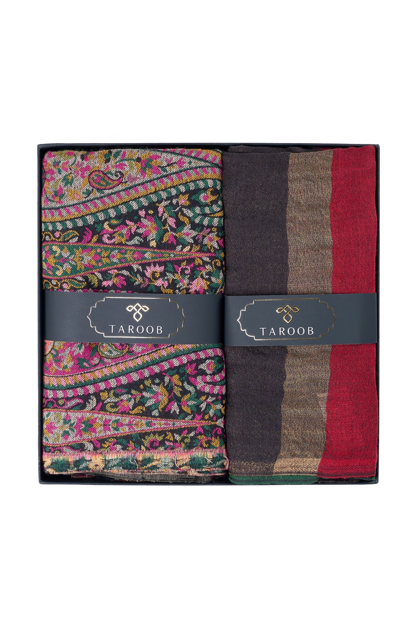 His & Her Gift Set of Men's  Zari Stole and Women's Kaani Shawl