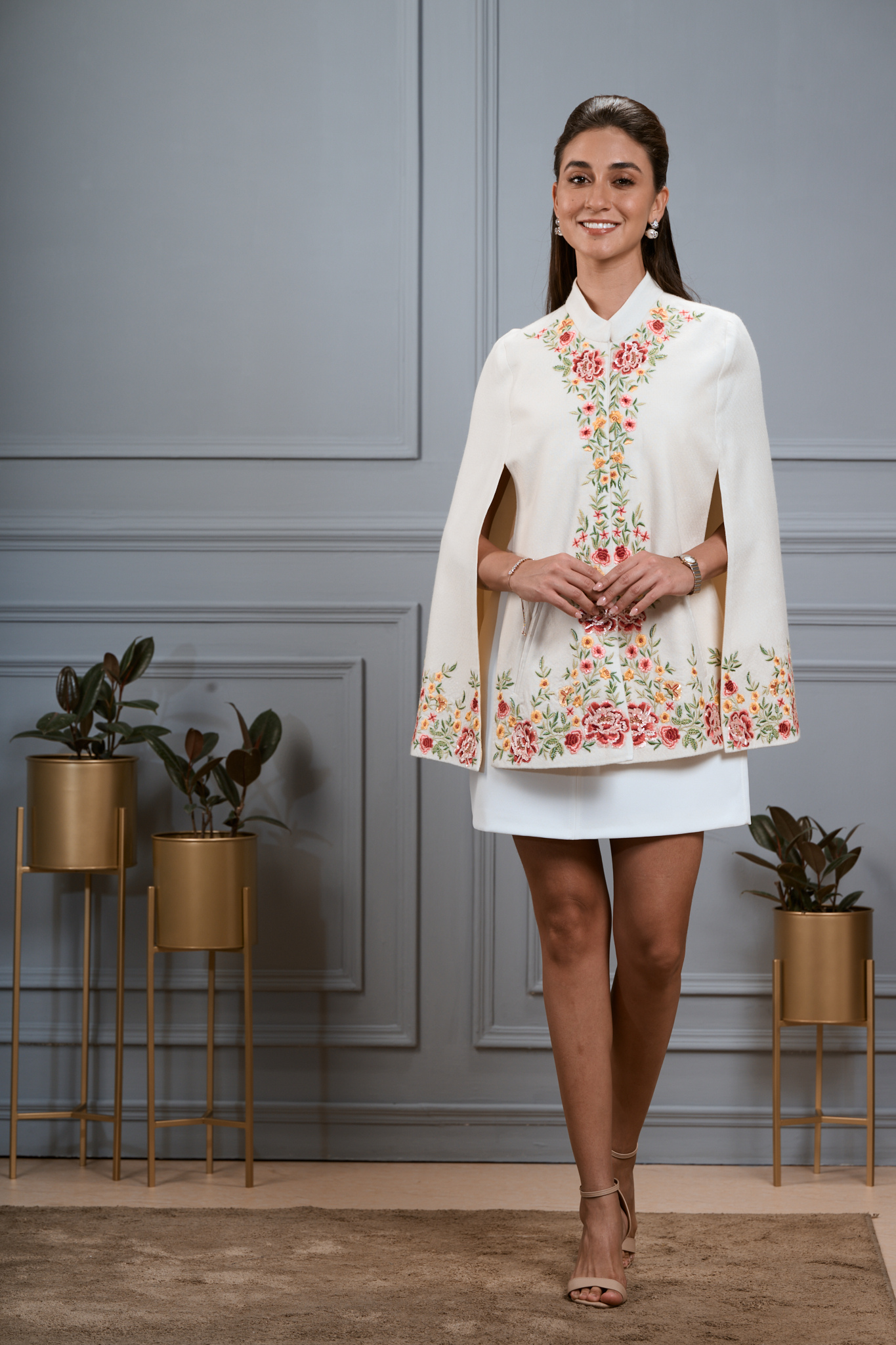 Floral Meadow Embroidered Cape