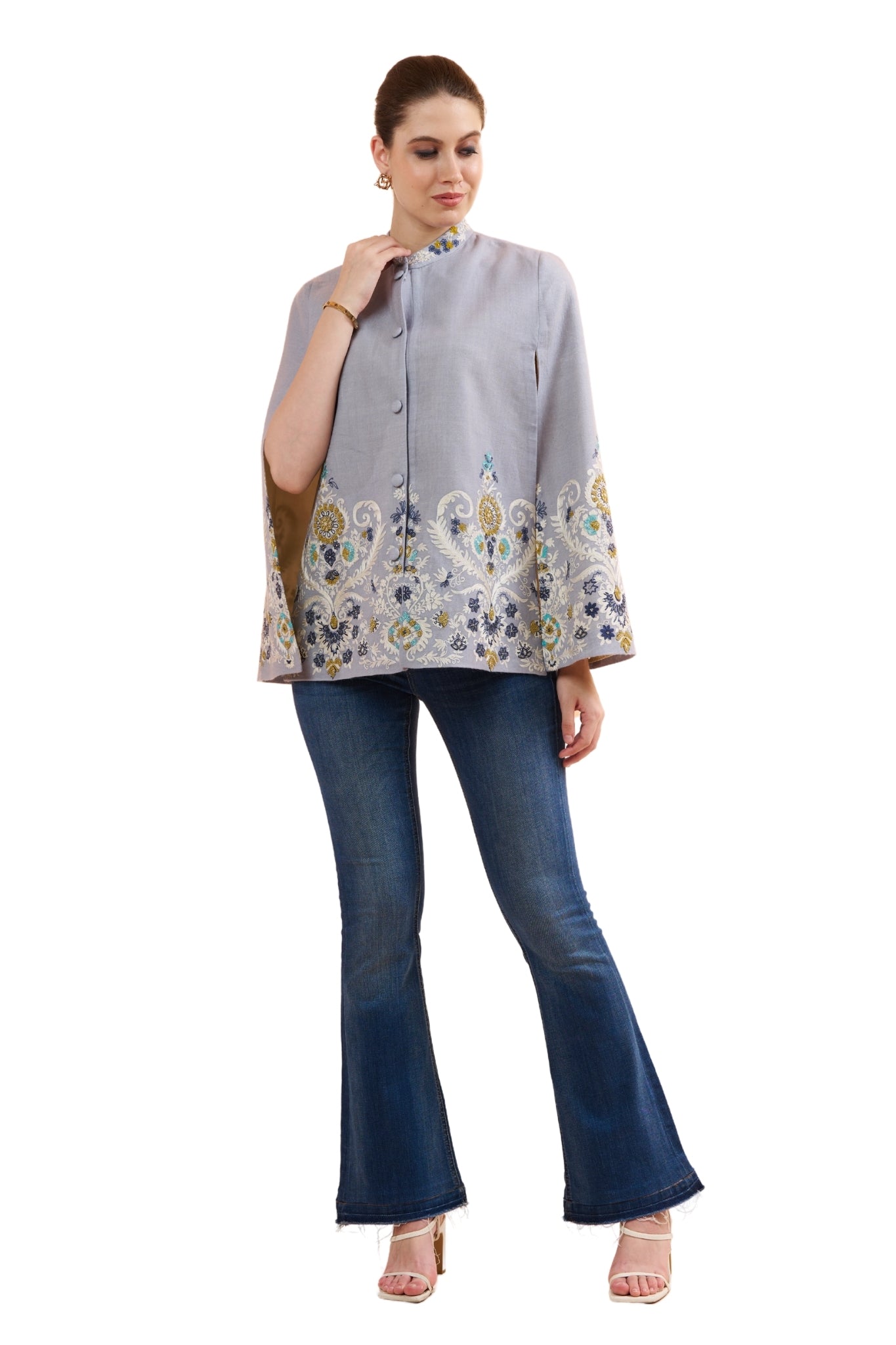 Floral Damask Embroidered Cape