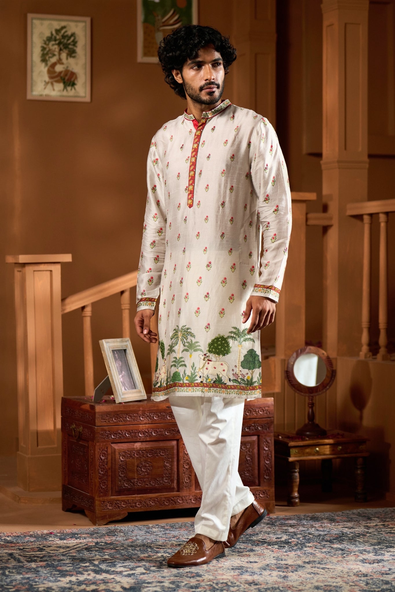Taroob Embroidered Pichwai Kurta Pajama Set