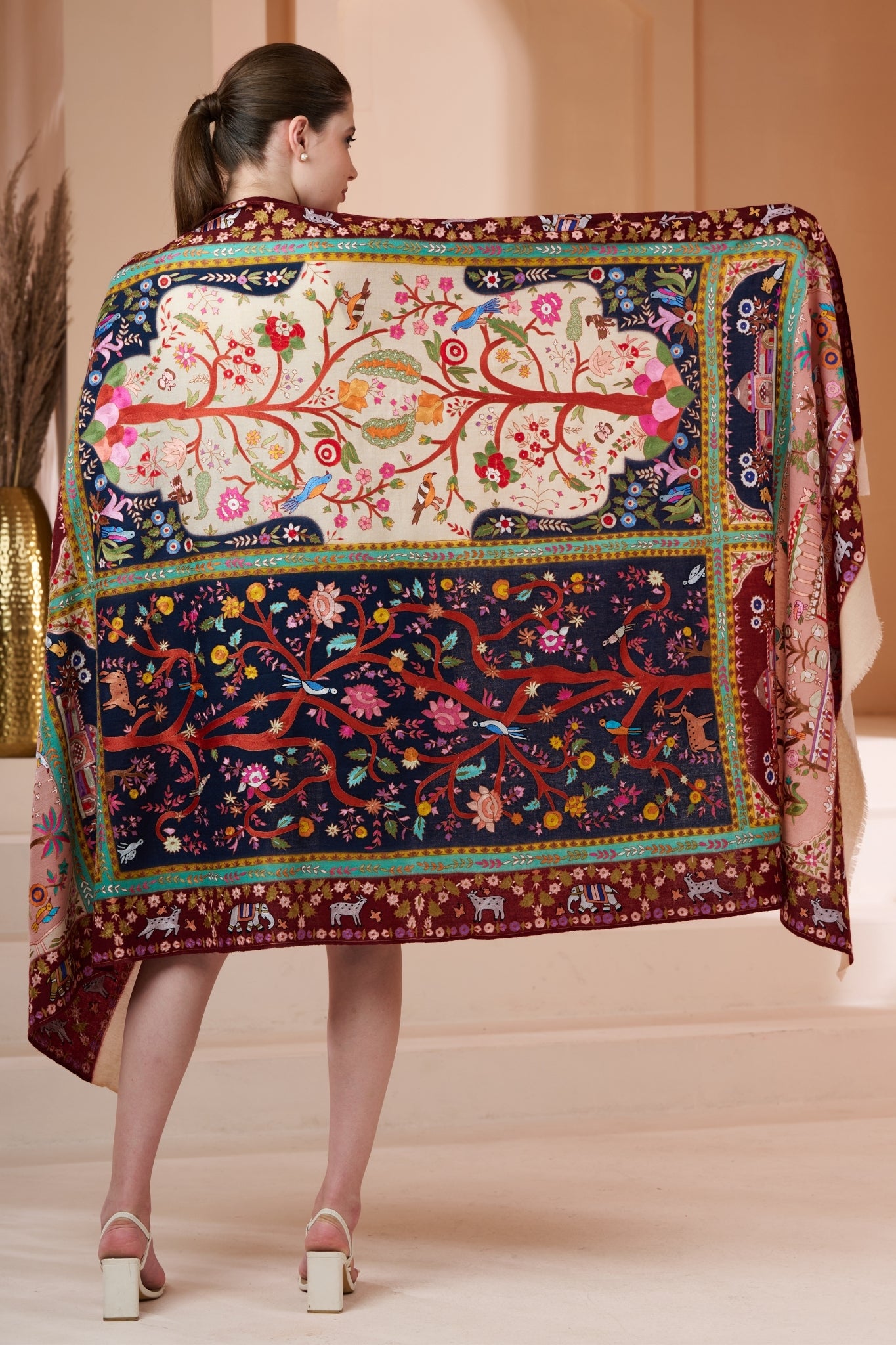 Heirloom Pure Pashmina Resham Shawl