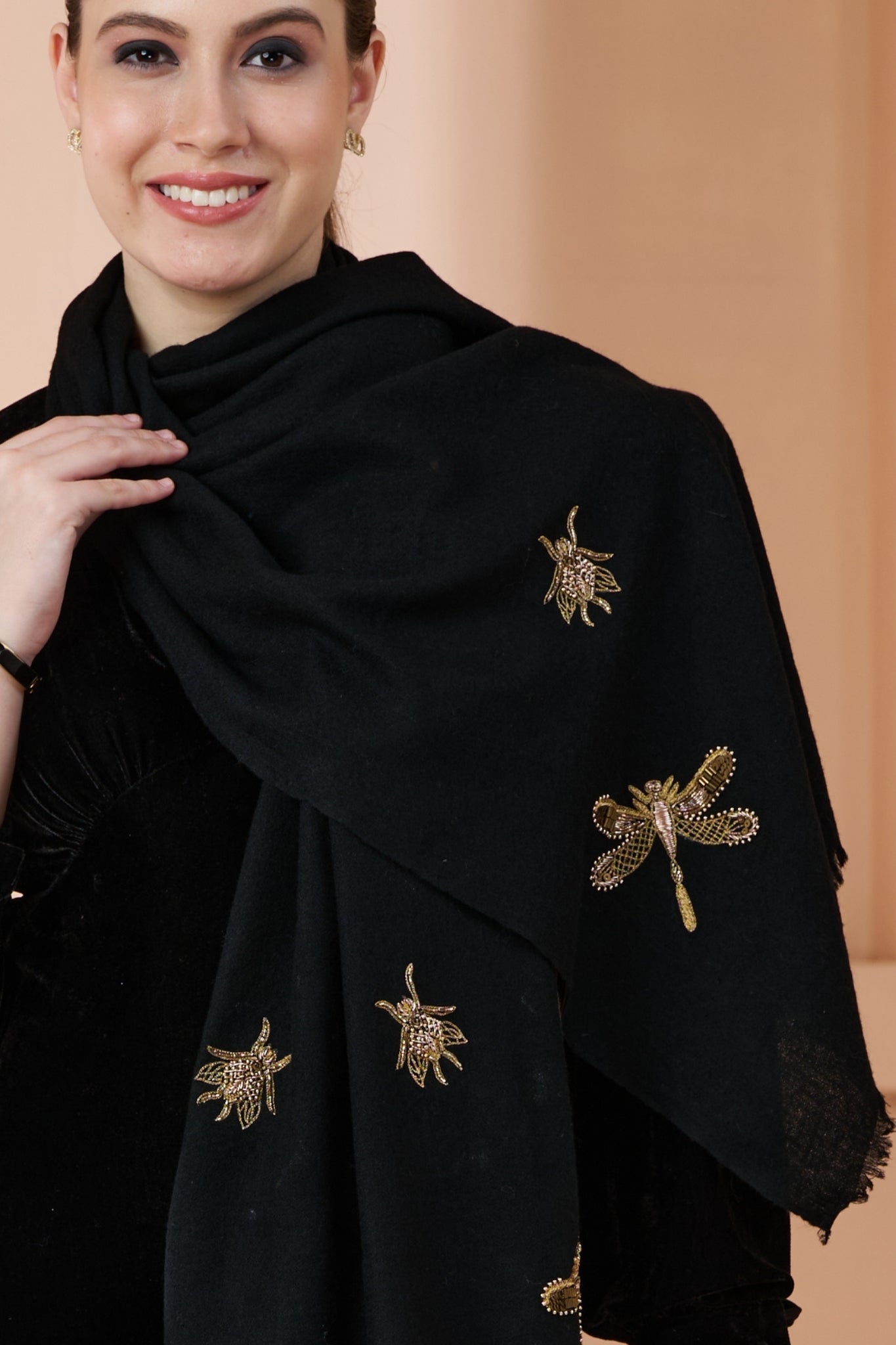 Women's Hand Embellished Bugs Stole