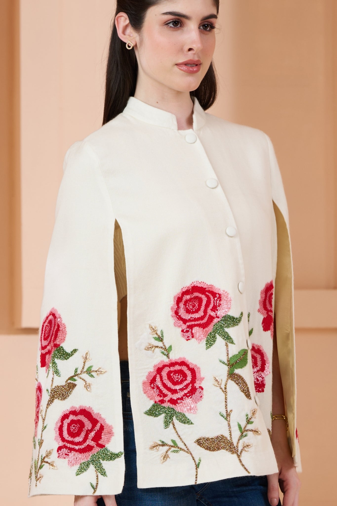 Glorious Roses Embroidered Cape