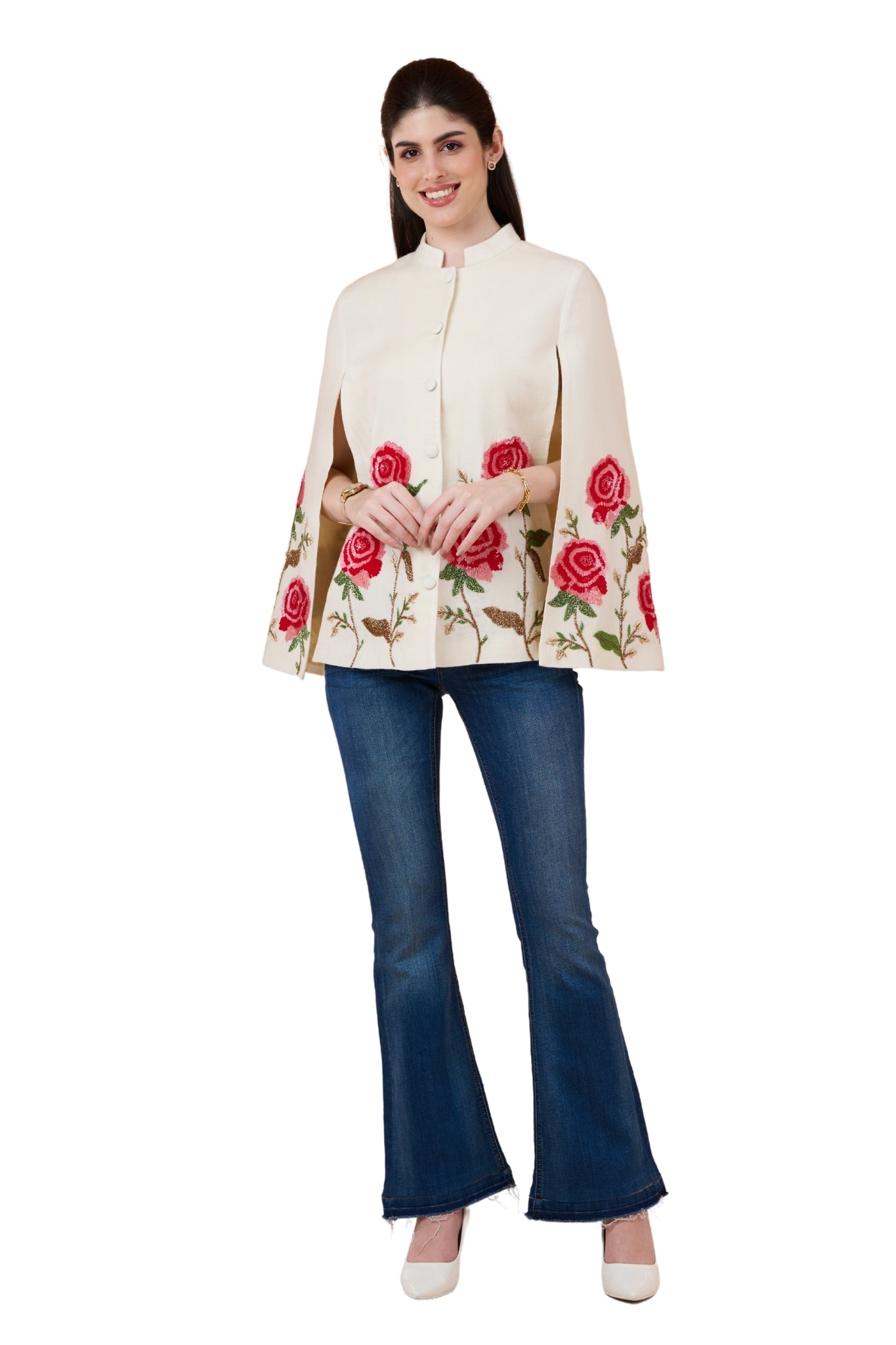 Glorious Roses Embroidered Cape