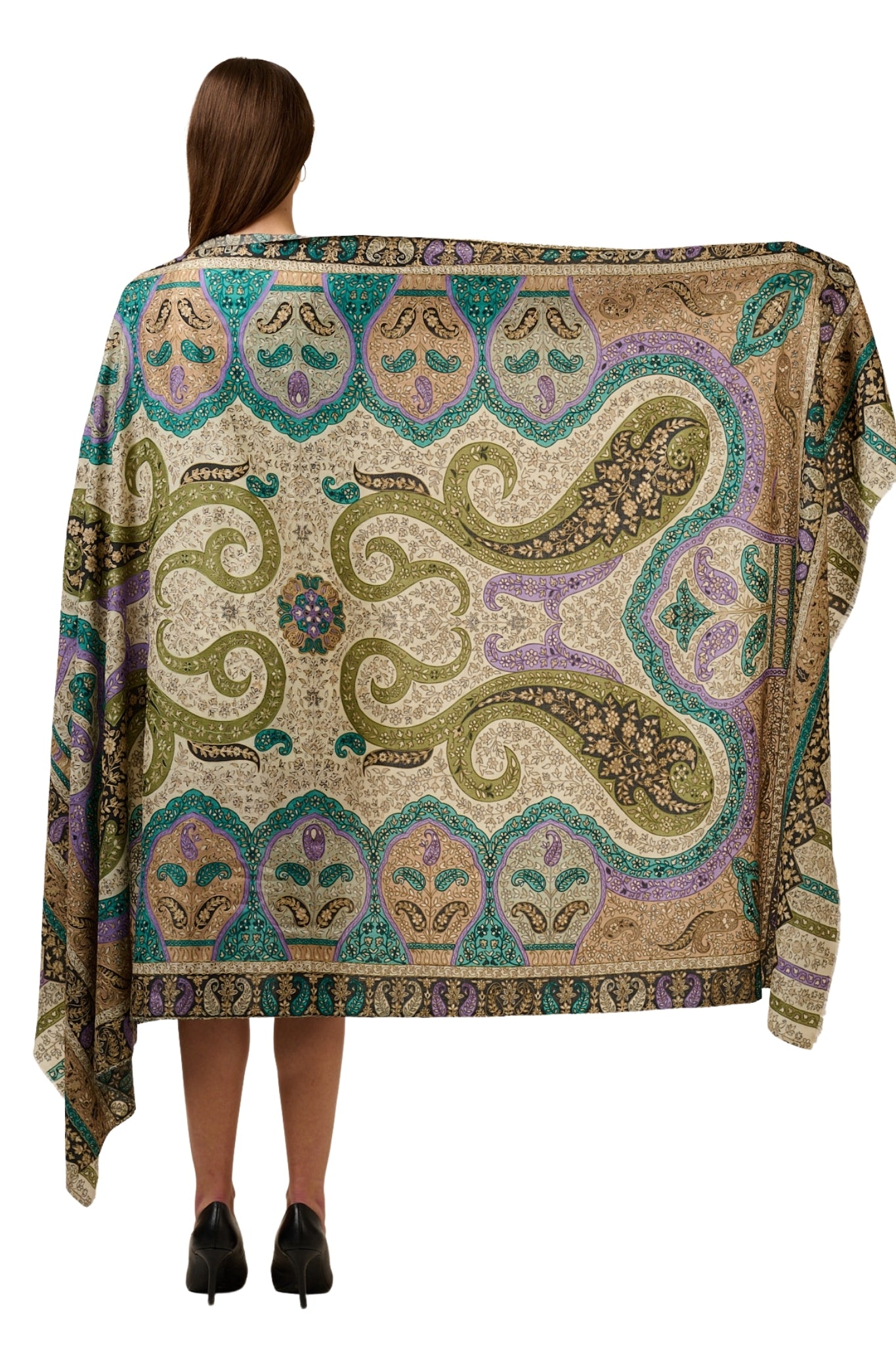 Taroob Beautiful Paisley Wool Kalamkari Shawl