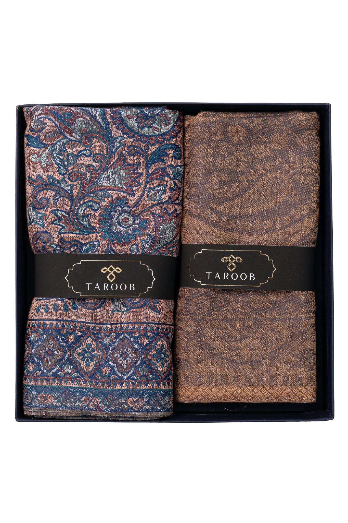 Taroob Gift Set of Superfine Modal Stole for Him & Faux Pashmina Jamawar Shawl for Her