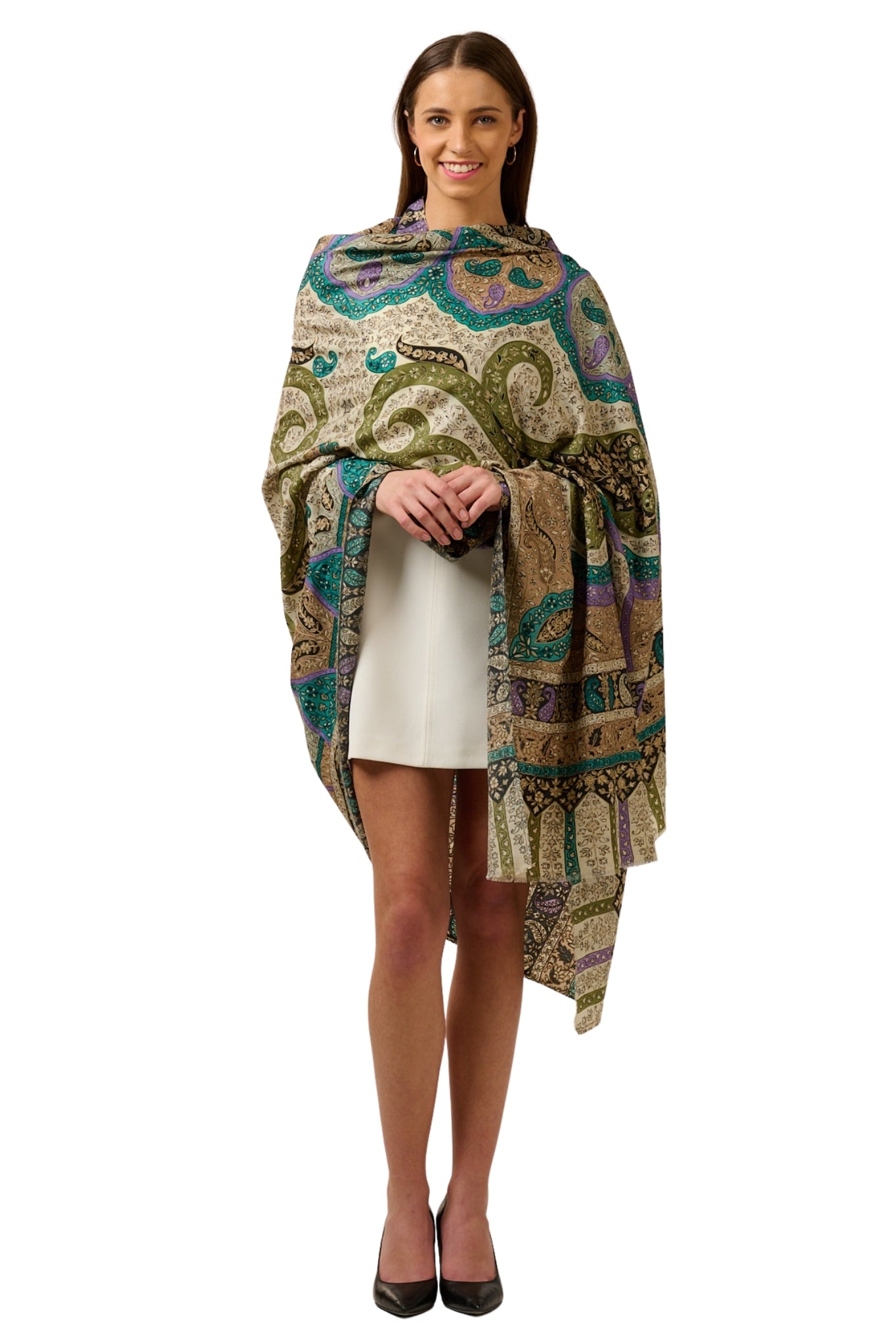 Taroob Beautiful Paisley Wool Kalamkari Shawl