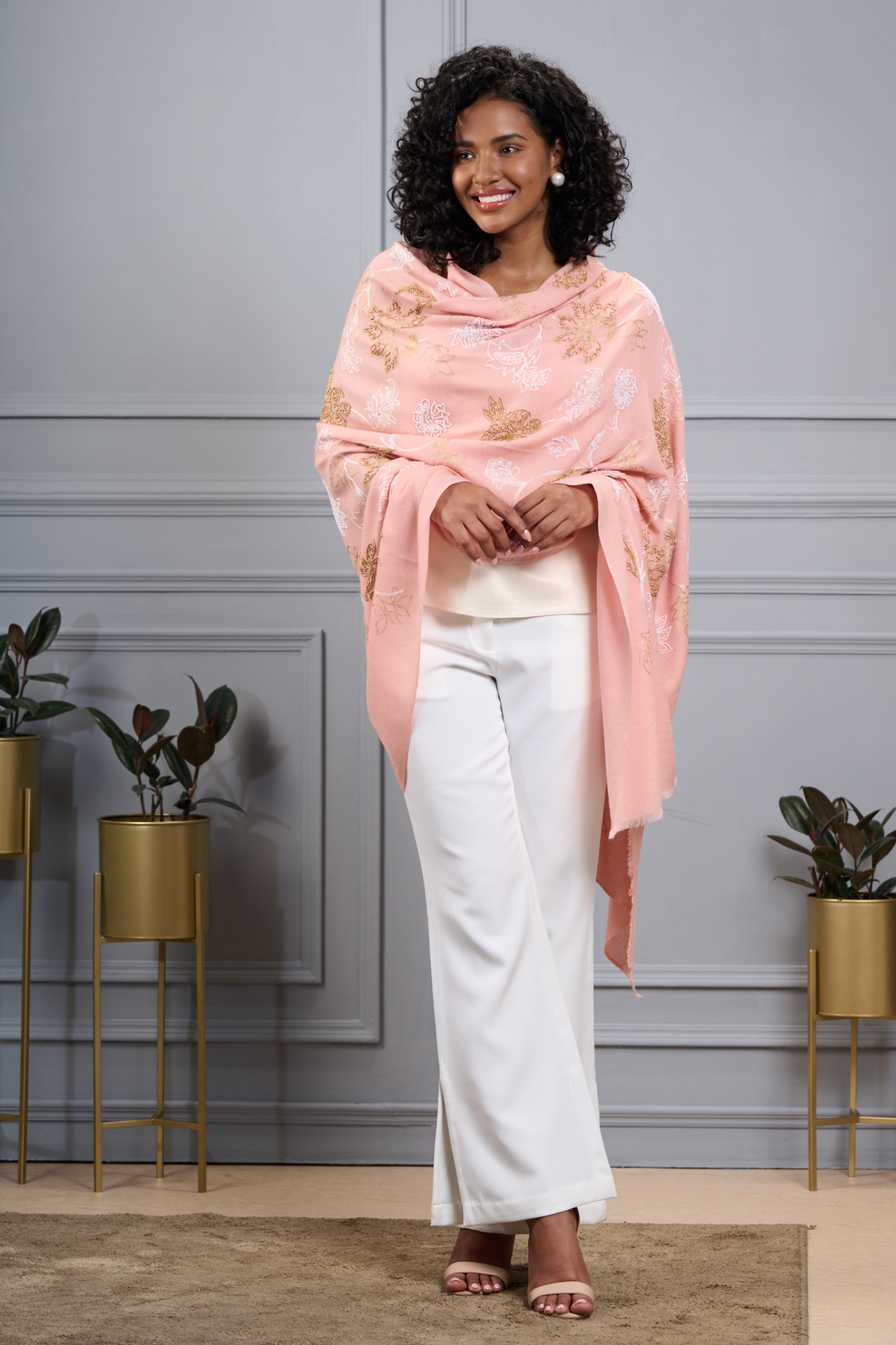 Timeless Floral Embroidered Shawl