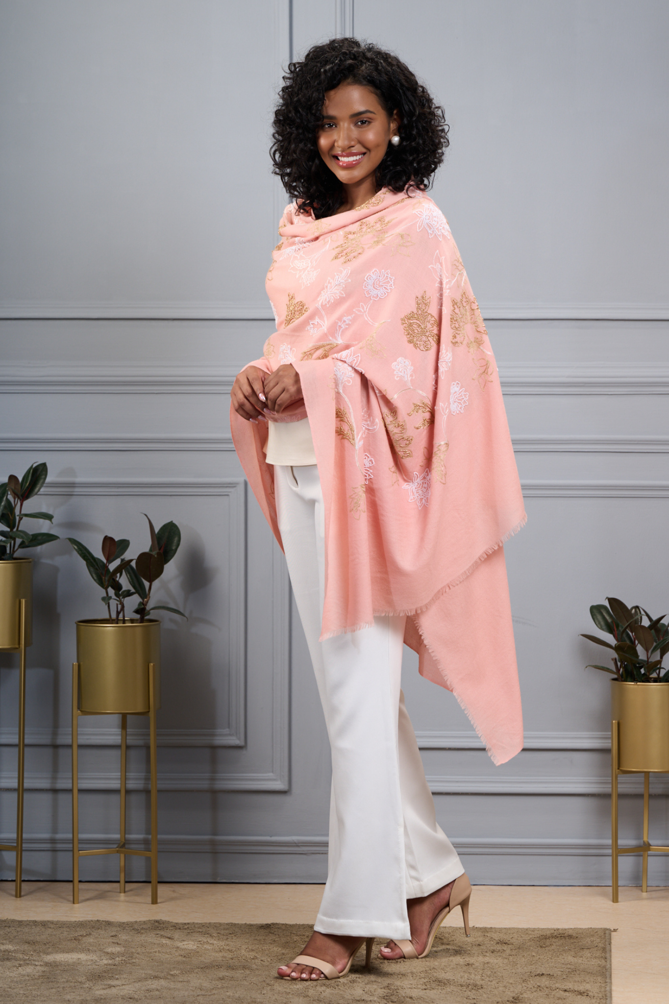 Timeless Floral Embroidered Shawl