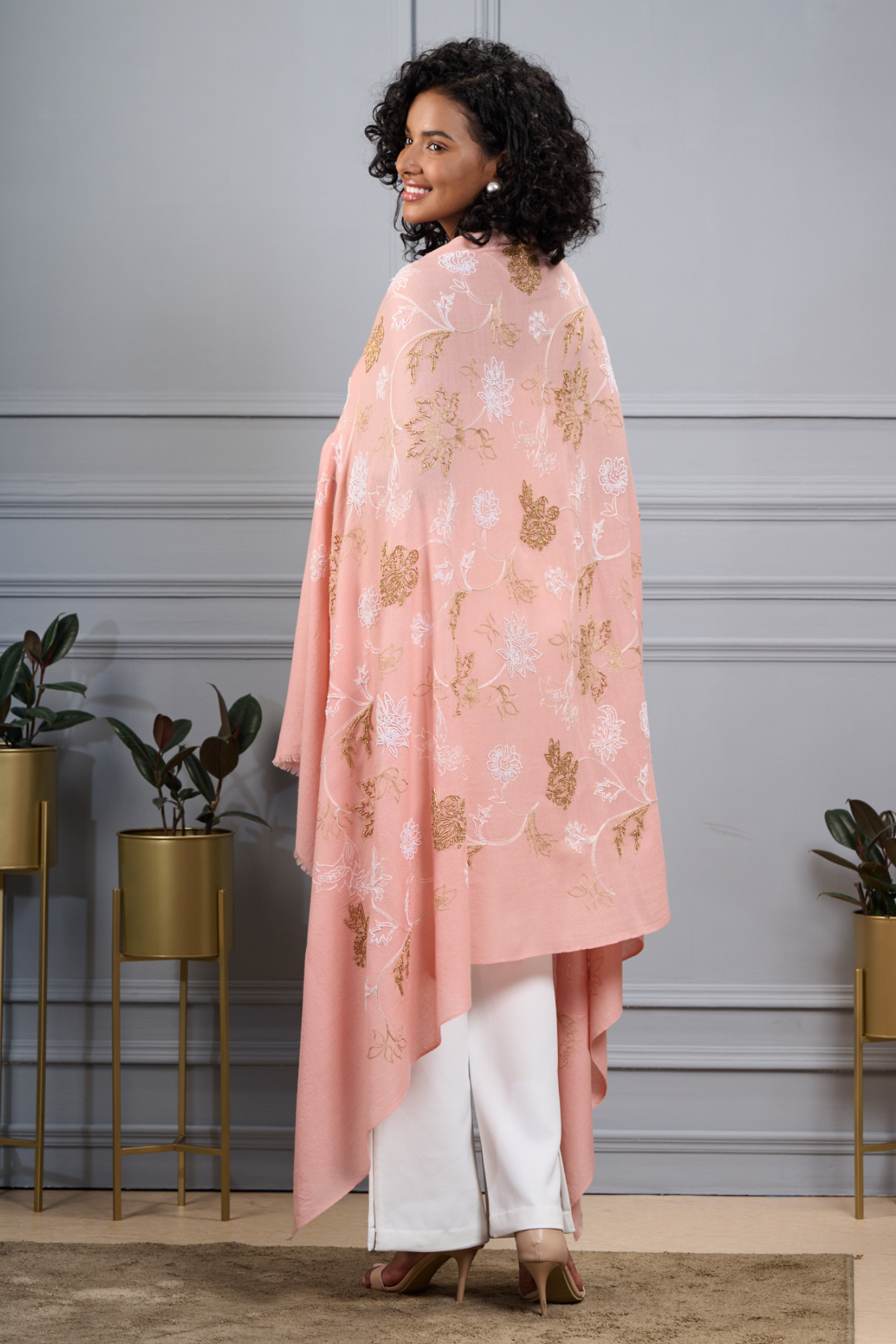 Timeless Floral Embroidered Shawl