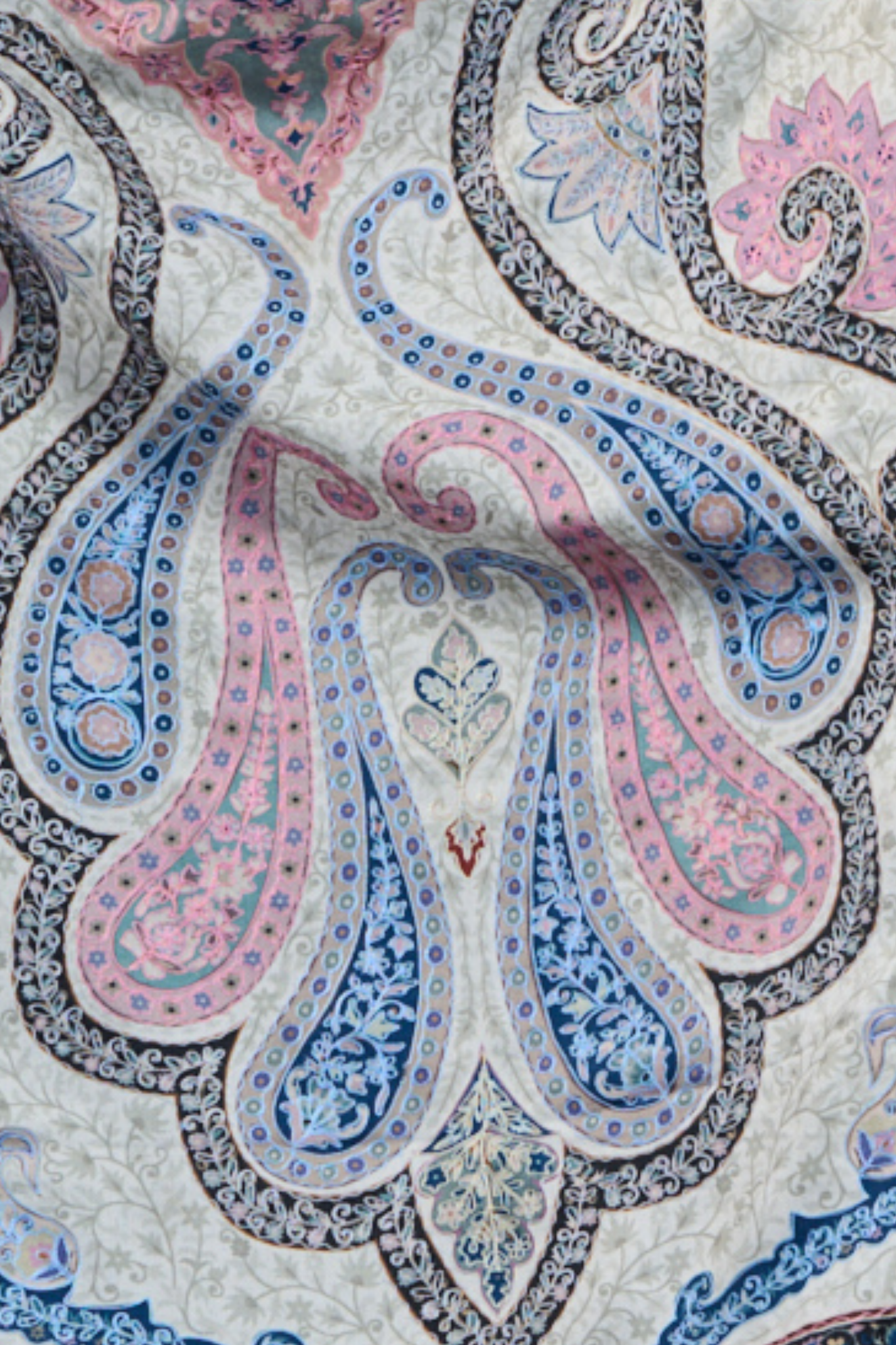 Women's Pastel Paisley Kalamkari Embroidered Stole
