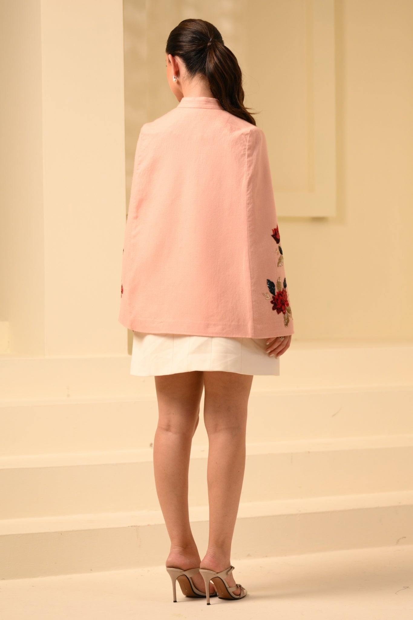 Taroob Scarlet Rose Embellished Cape