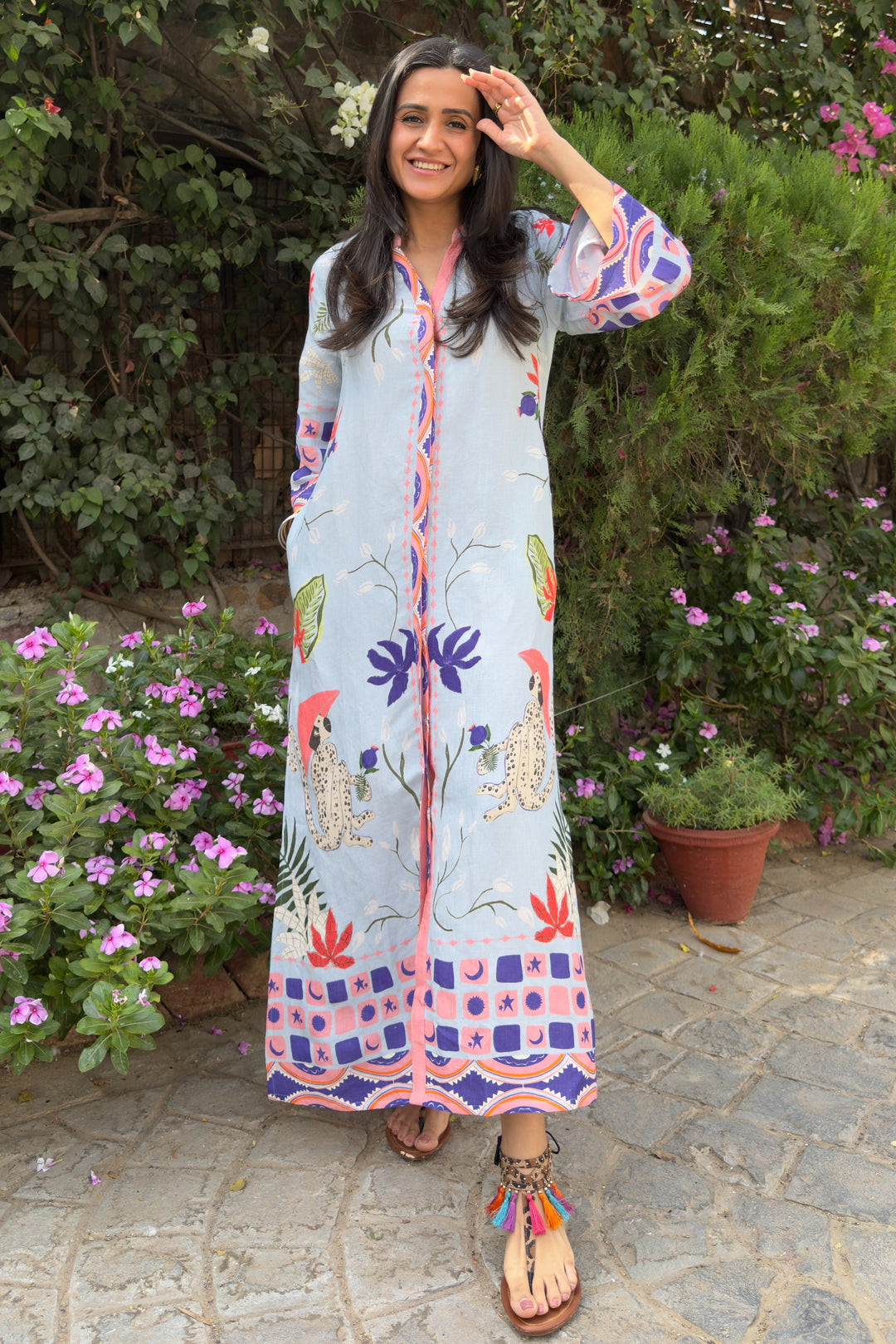 Taroob Monkey Pop Linen Maxi Dress