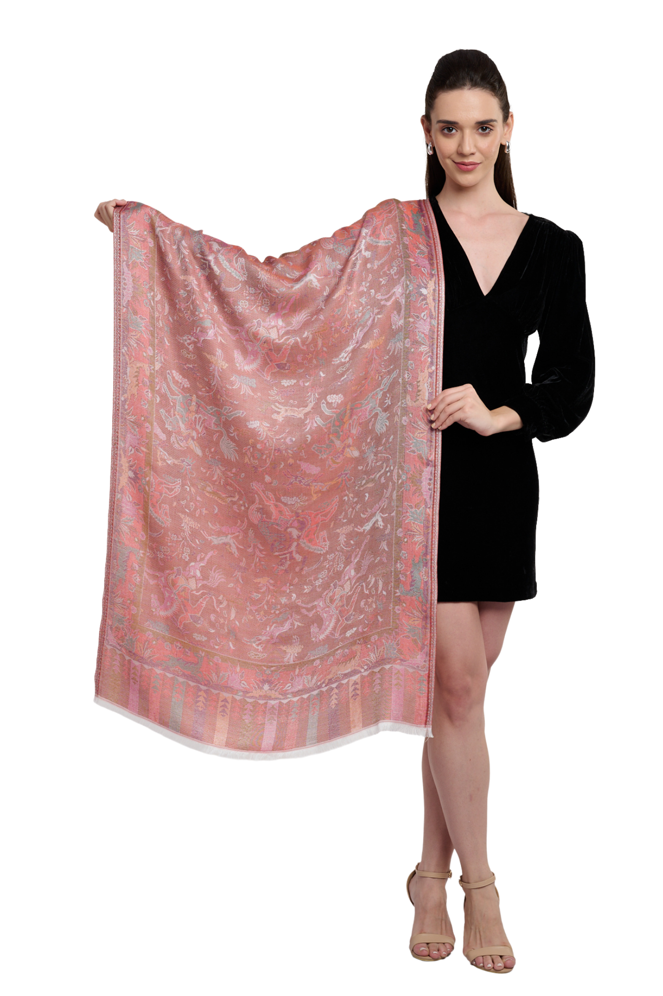 Taroob Gift Set of Shikargah Jamawar Stole & Pocket Square