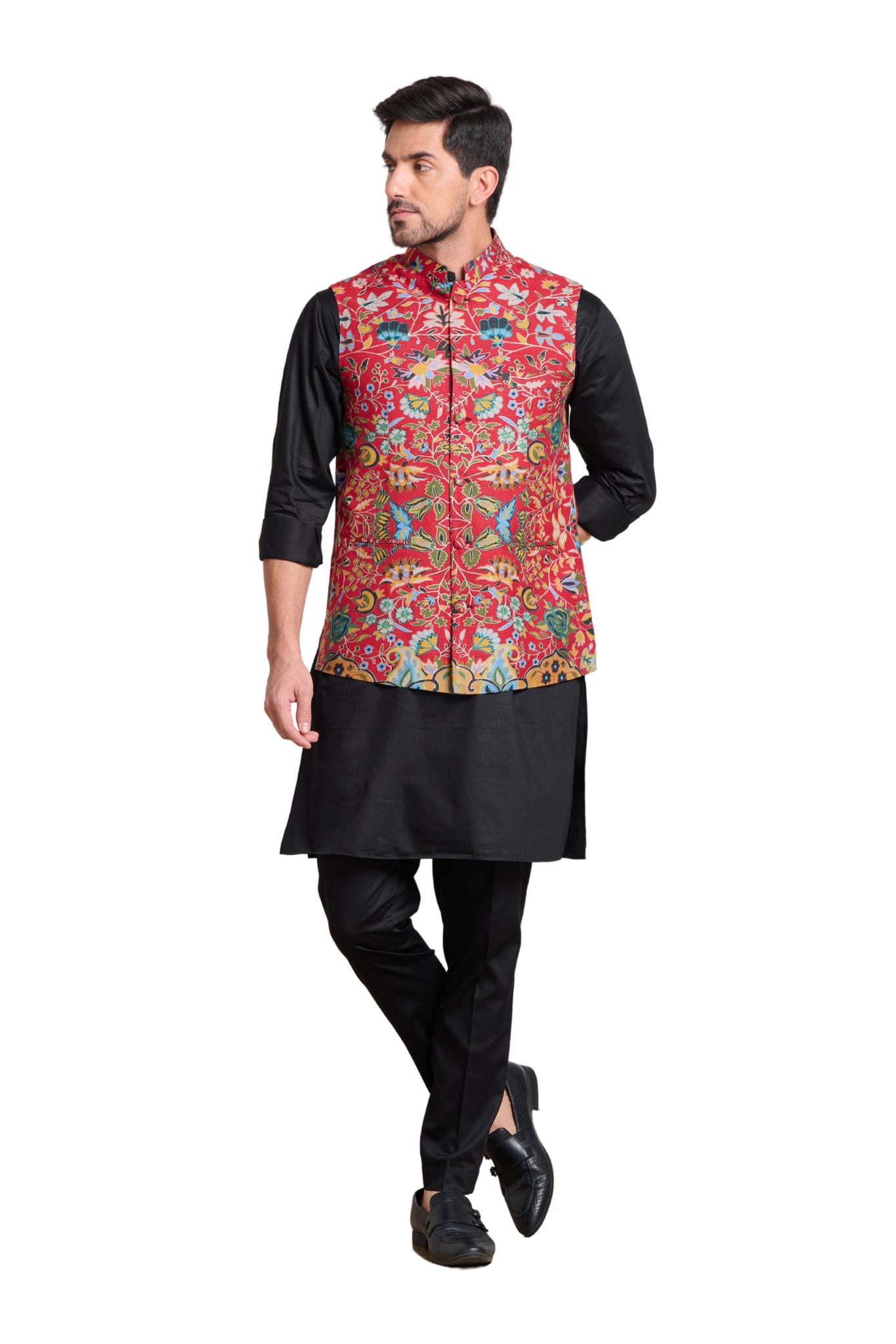 Ethnic Kalamkari Nehru Jacket , Men's Bandi