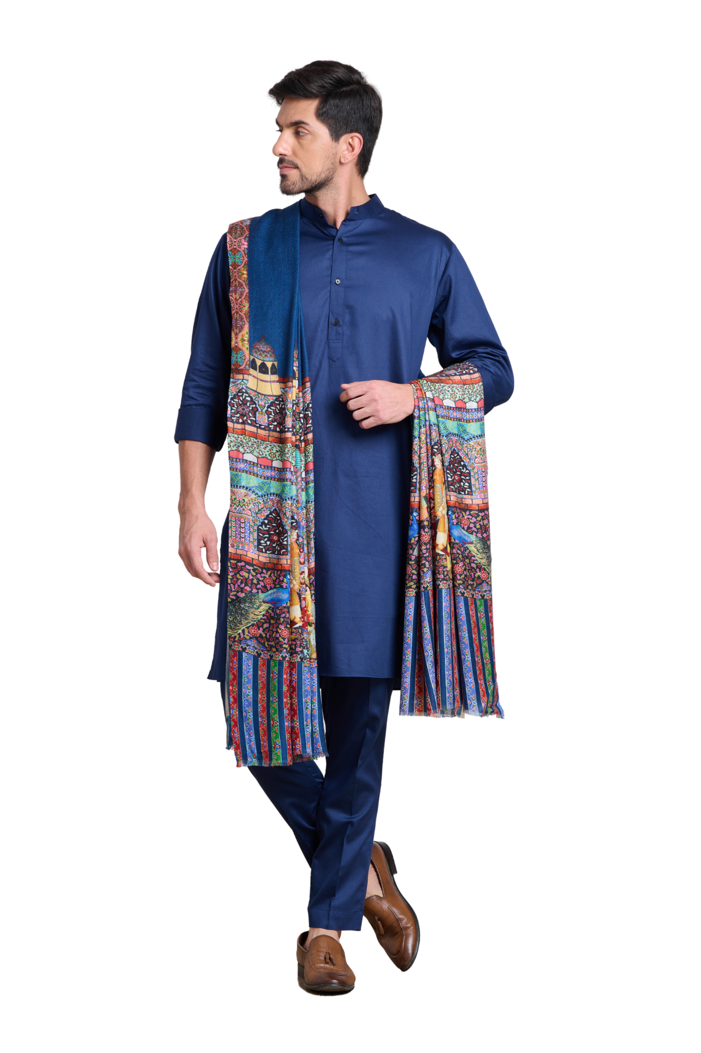 Men’s Kalamkari Wool Print Full Size Dusala , Men’s Ethnic Shawl