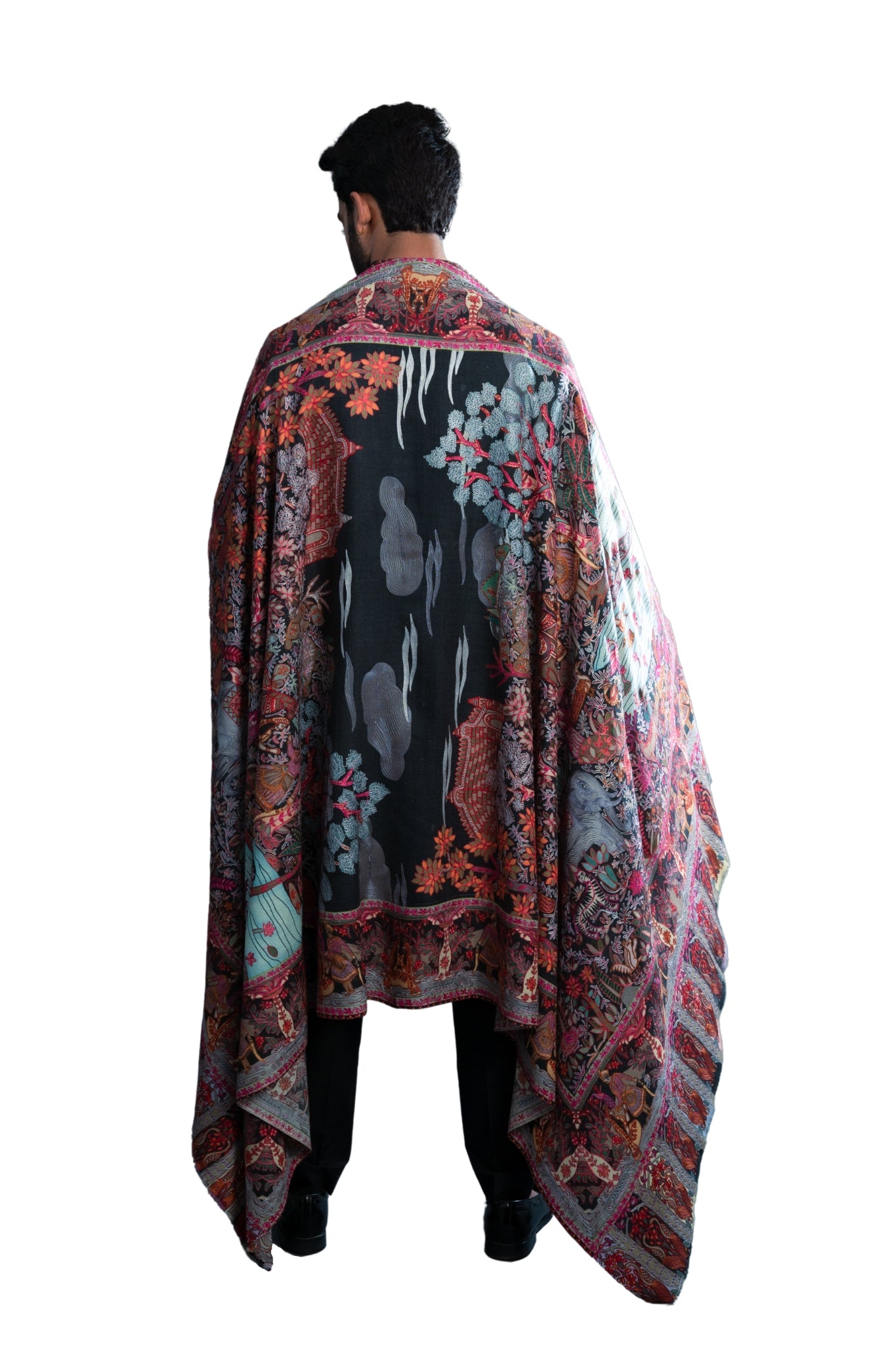 Ethnic Kalamkari Men's Wool Silk Dusala , Men's Shawl