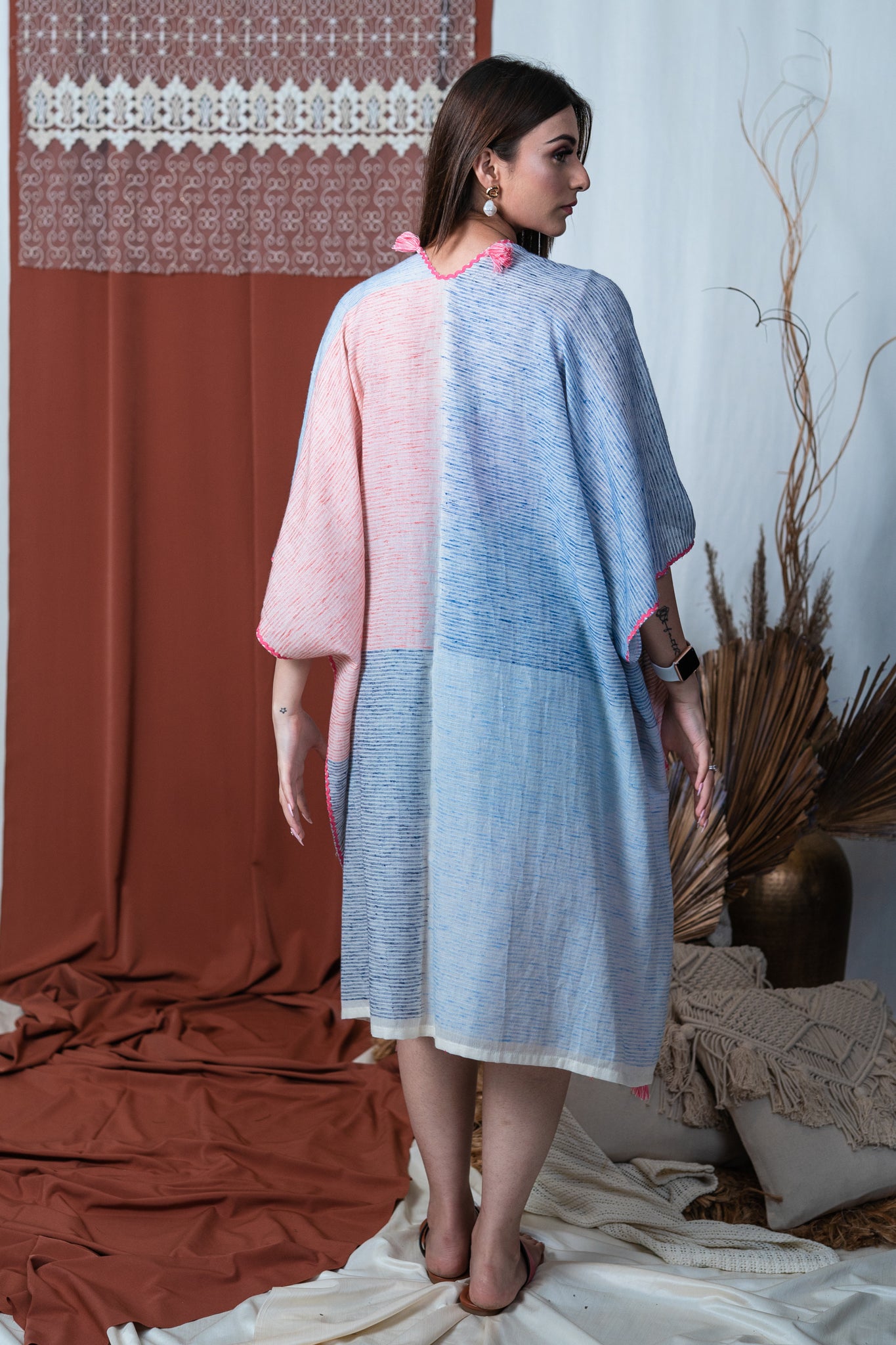 Tassel Jacquard Striper Kimono