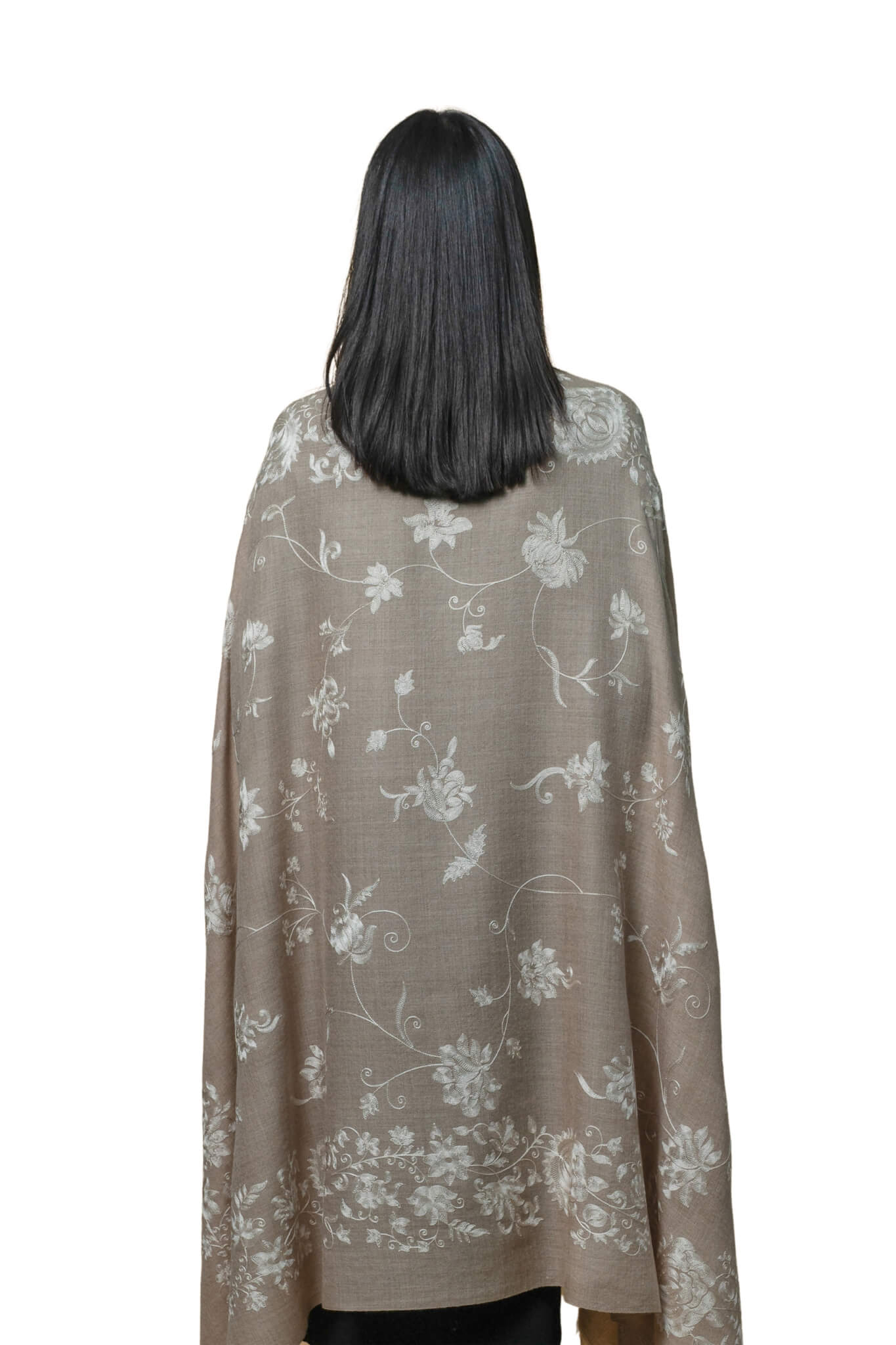 Floral Vines Embroidered Shawl