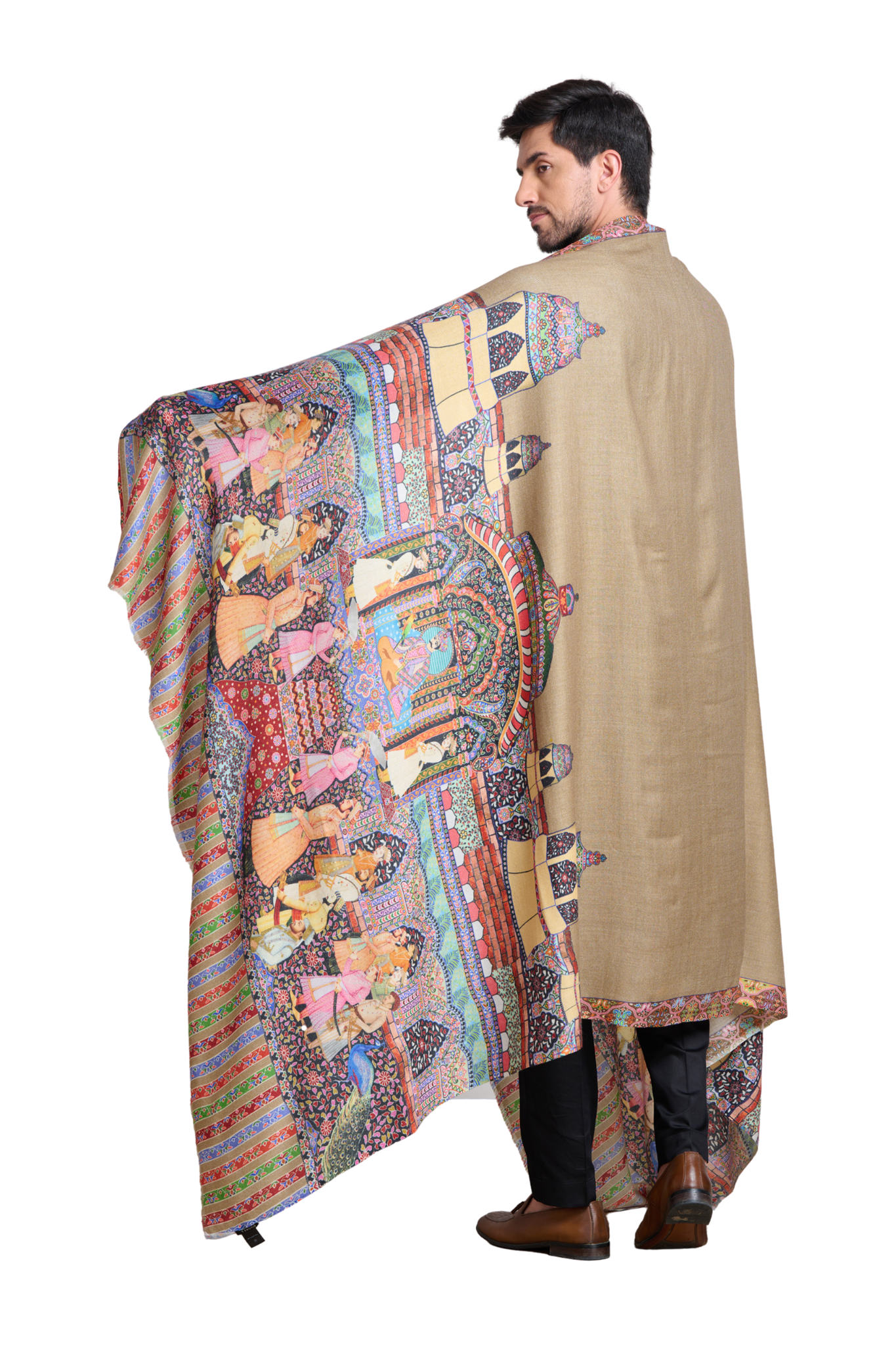 Men’s Kalamkari Wool Print Full Size Dusala , Men’s Ethnic Shawl